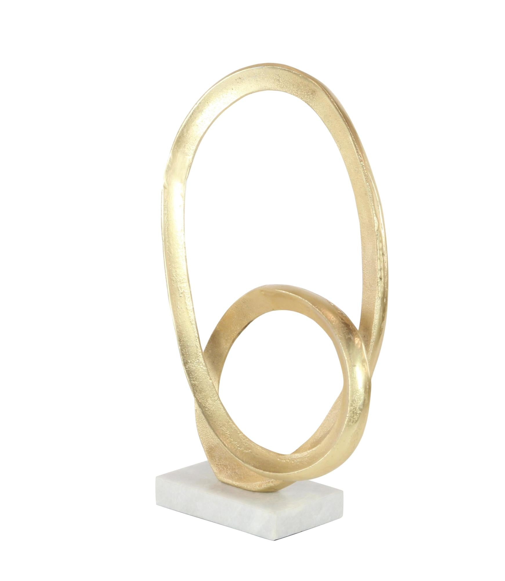 CosmoLiving by Cosmopolitan Geometric Gold Aluminum Metal Loop Decorative Sculpture with Marble Base