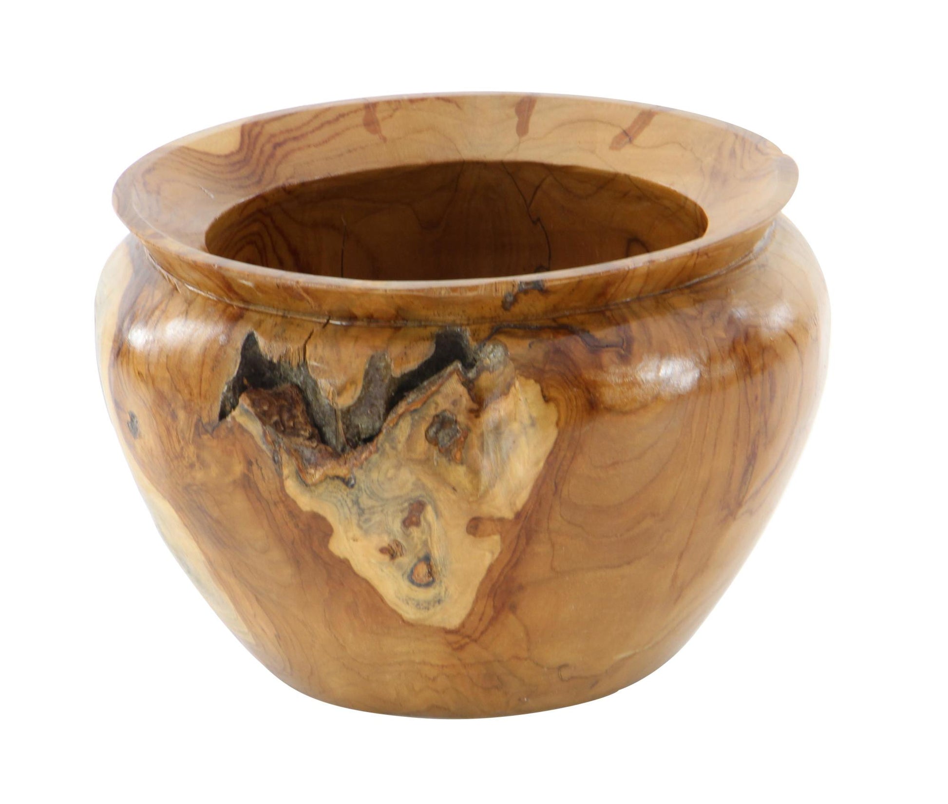 Brown Teak Wood Handmade Live Edge Free Form Large Decorative Bowl