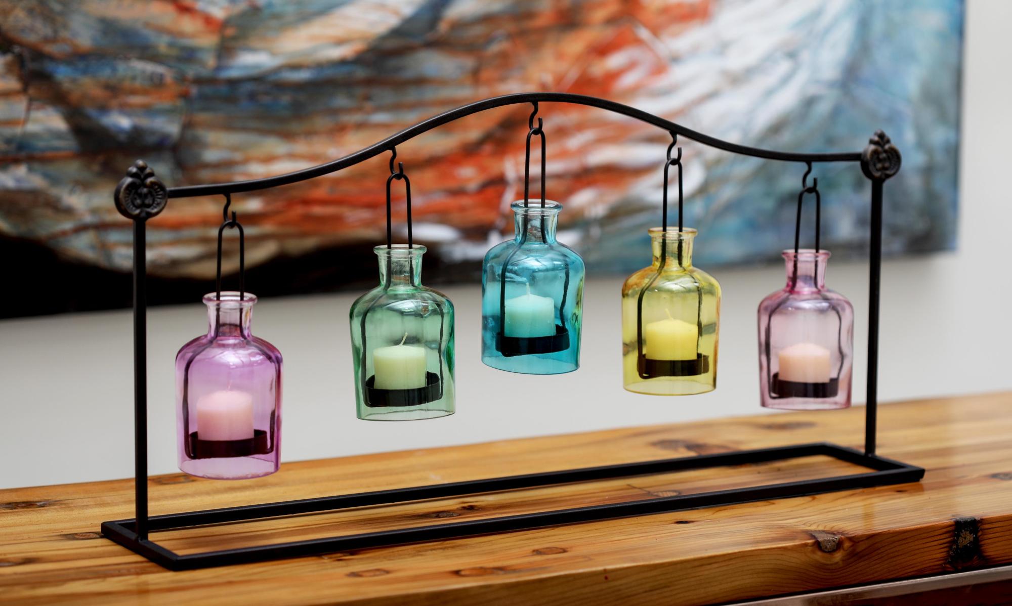 Metal Hanging Bottle Decorative Indoor Outdoor Candle Lantern
