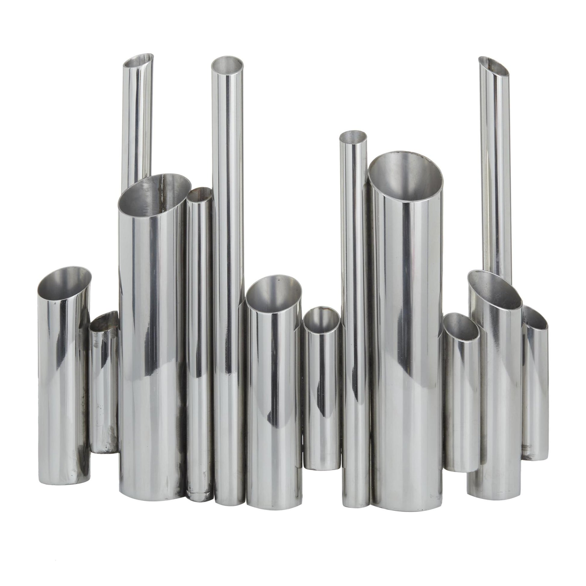 CosmoLiving by Cosmopolitan Silver Stainless Steel Metal Organ Pipe Tube Decorative Vase