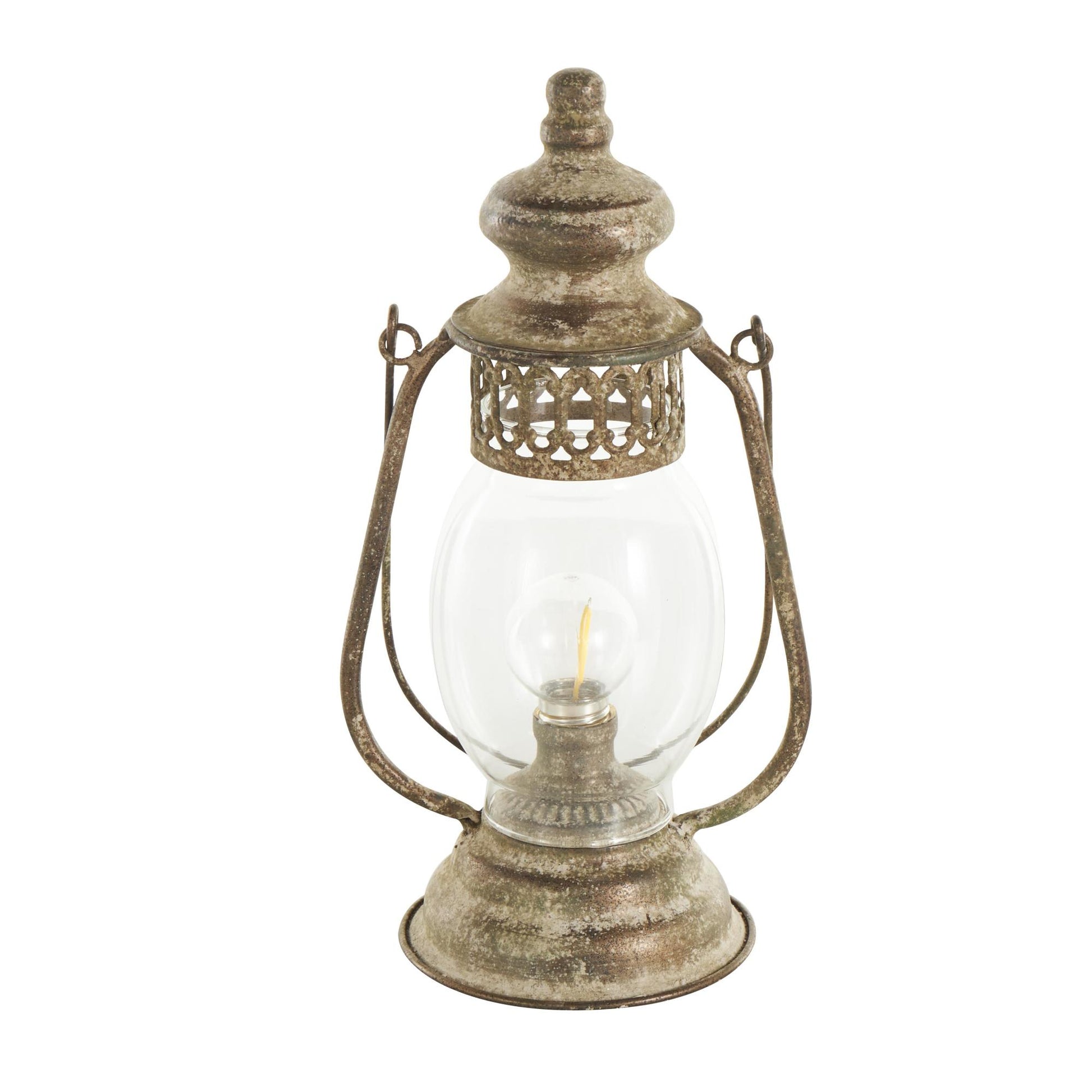 Bronze Metal Distressed Antique Style Lantern Room Accent Lamp