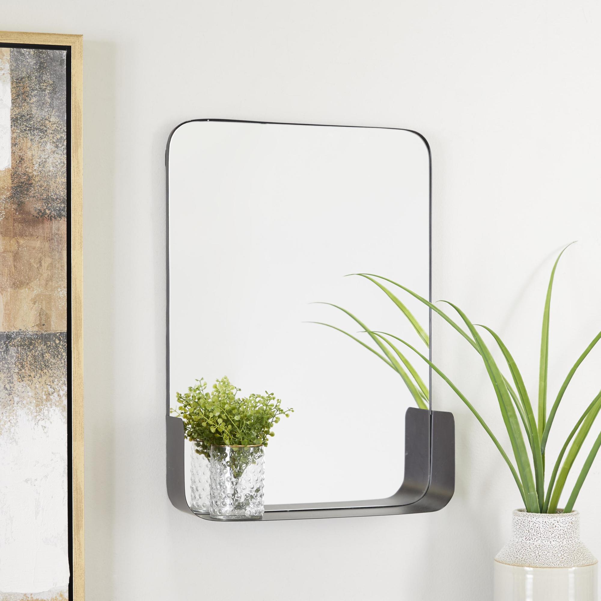 CosmoLiving by Cosmopolitan Metal Small Curved Rectangular 1 Shelf Room Wall Mirror