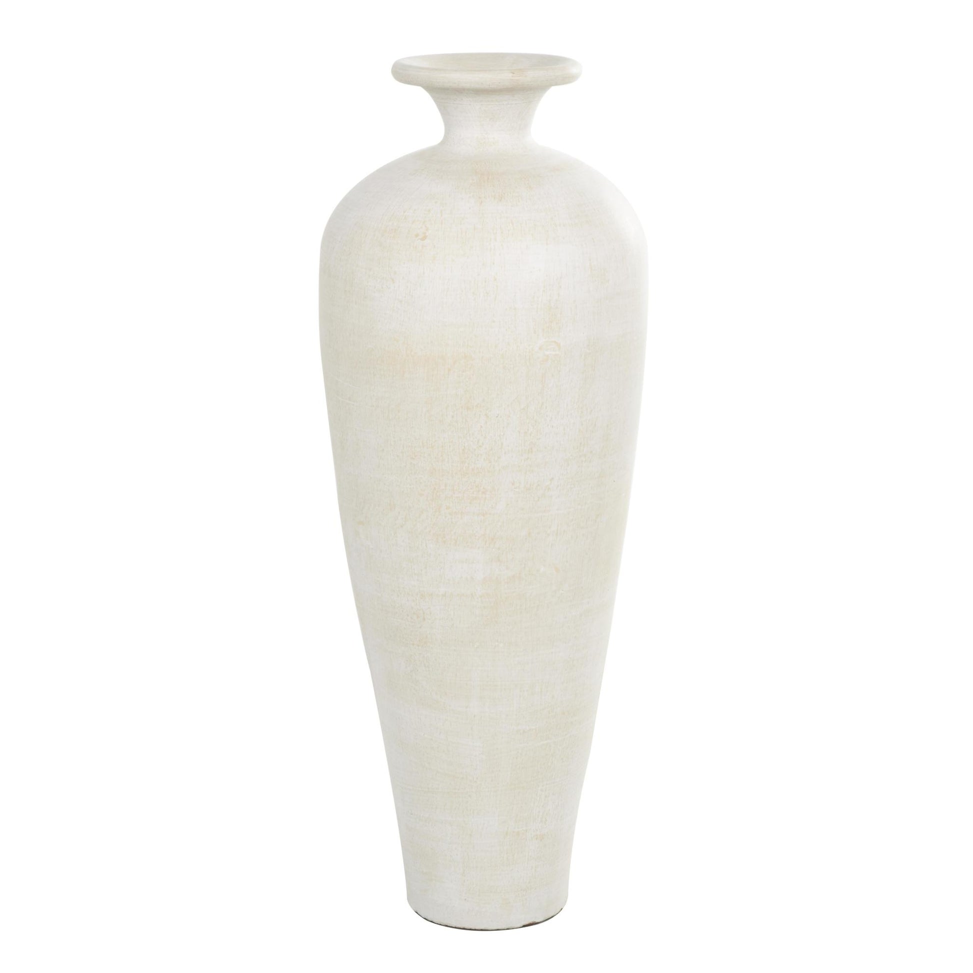 Beige Ceramic Tall Amphora Floor Decorative Vase