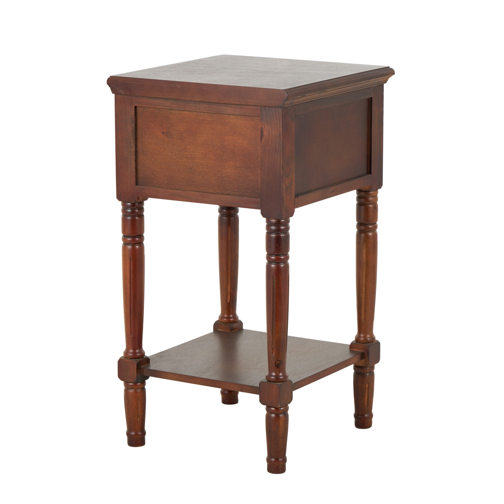 Brown Wood 1 Drawer Side End Accent Table