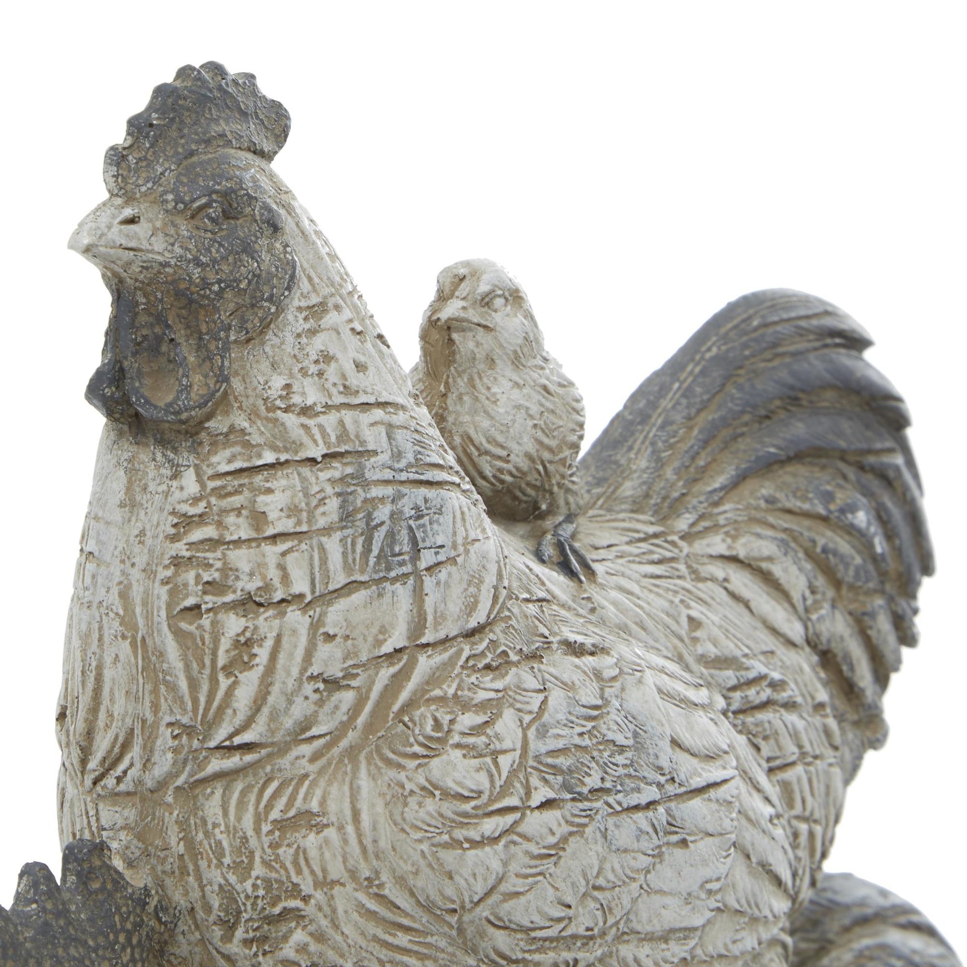 Rooster White Polyresin Decorative Sculpture