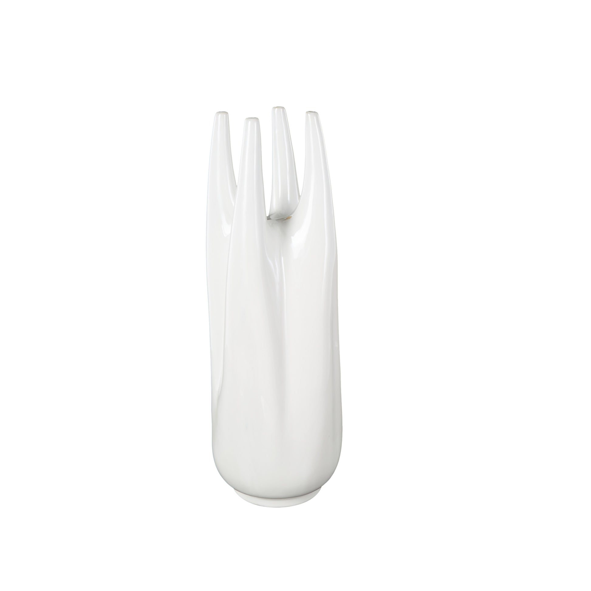 Abstract White Ceramic Decorative Vase with Multiple Openings