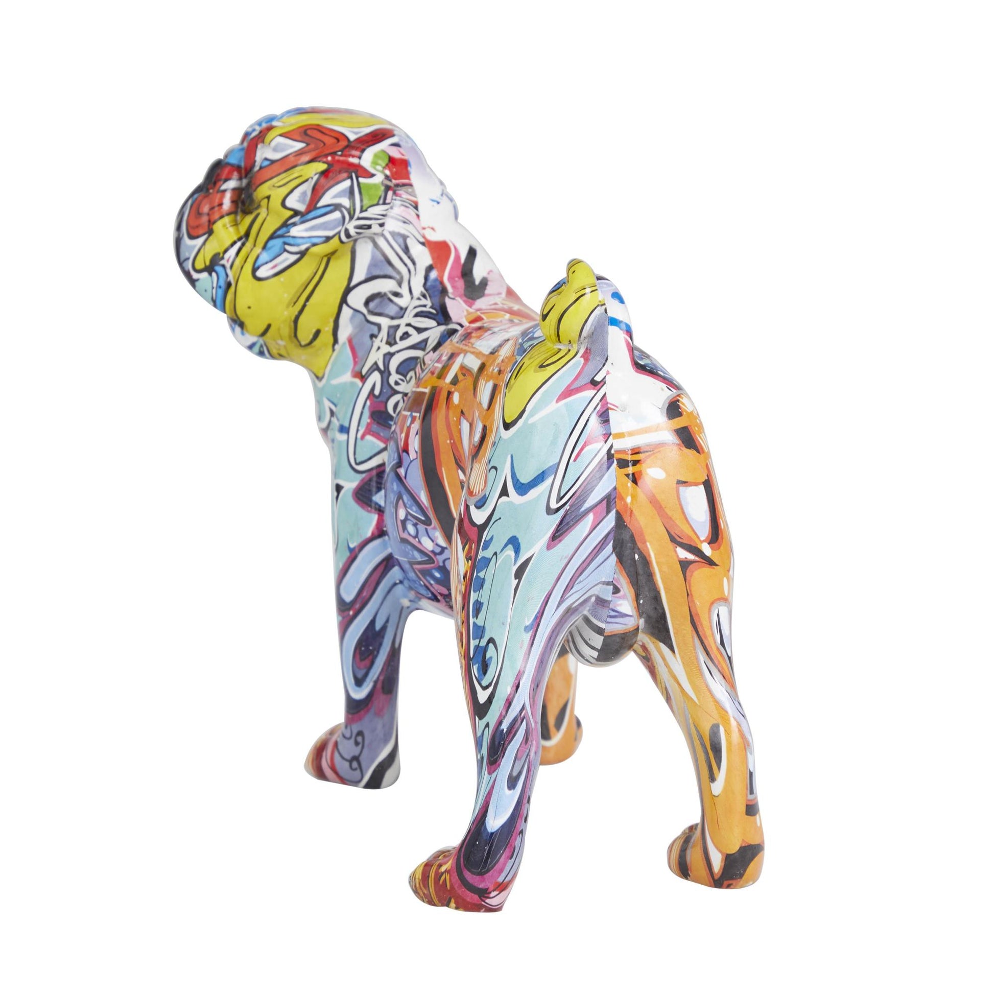 Bulldog Multi Colored Polystone Graffiti Decorative Sculpture