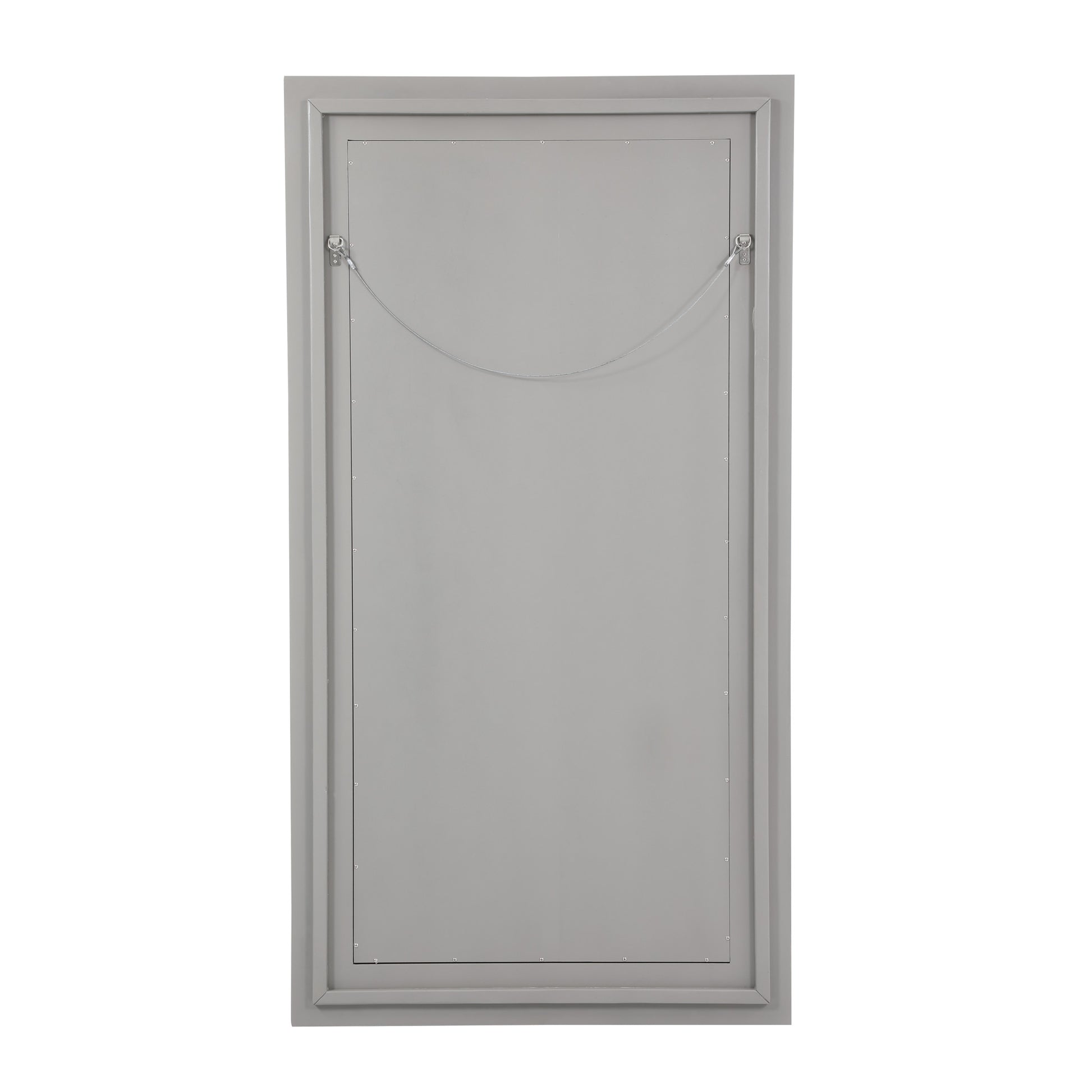 Gray Wood Washed Room Floor Mirror with Ribbed Frame