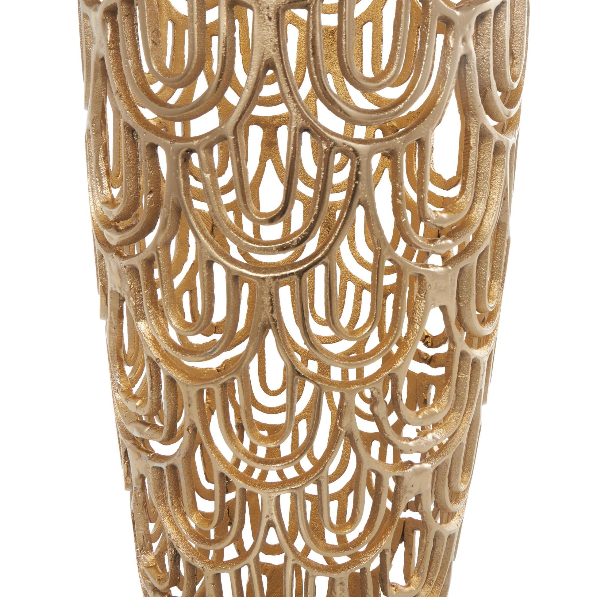 Geometric Aluminum Metal Art Deco Inspired Arched Decorative Vase