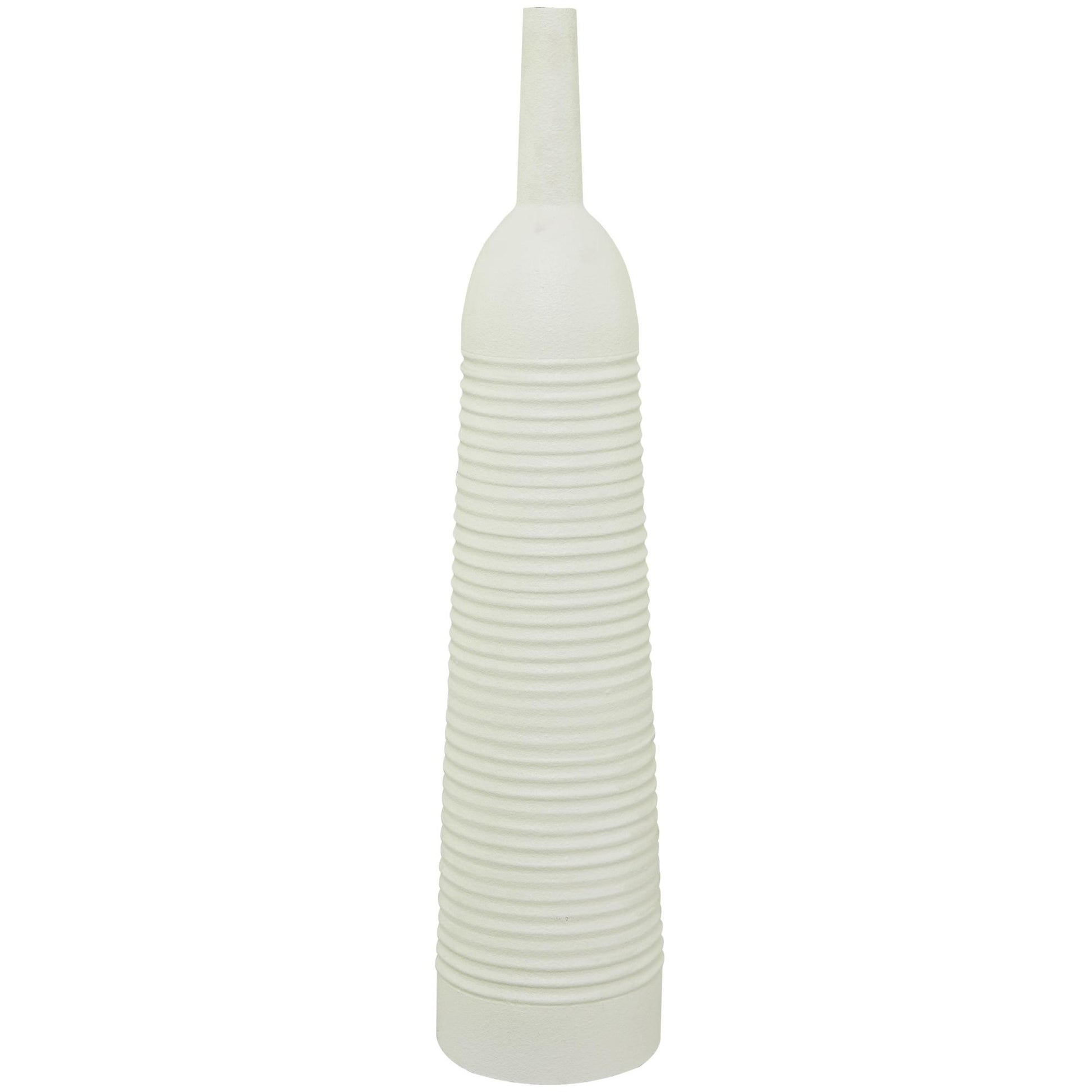 White Metal Grooved Decorative Vase