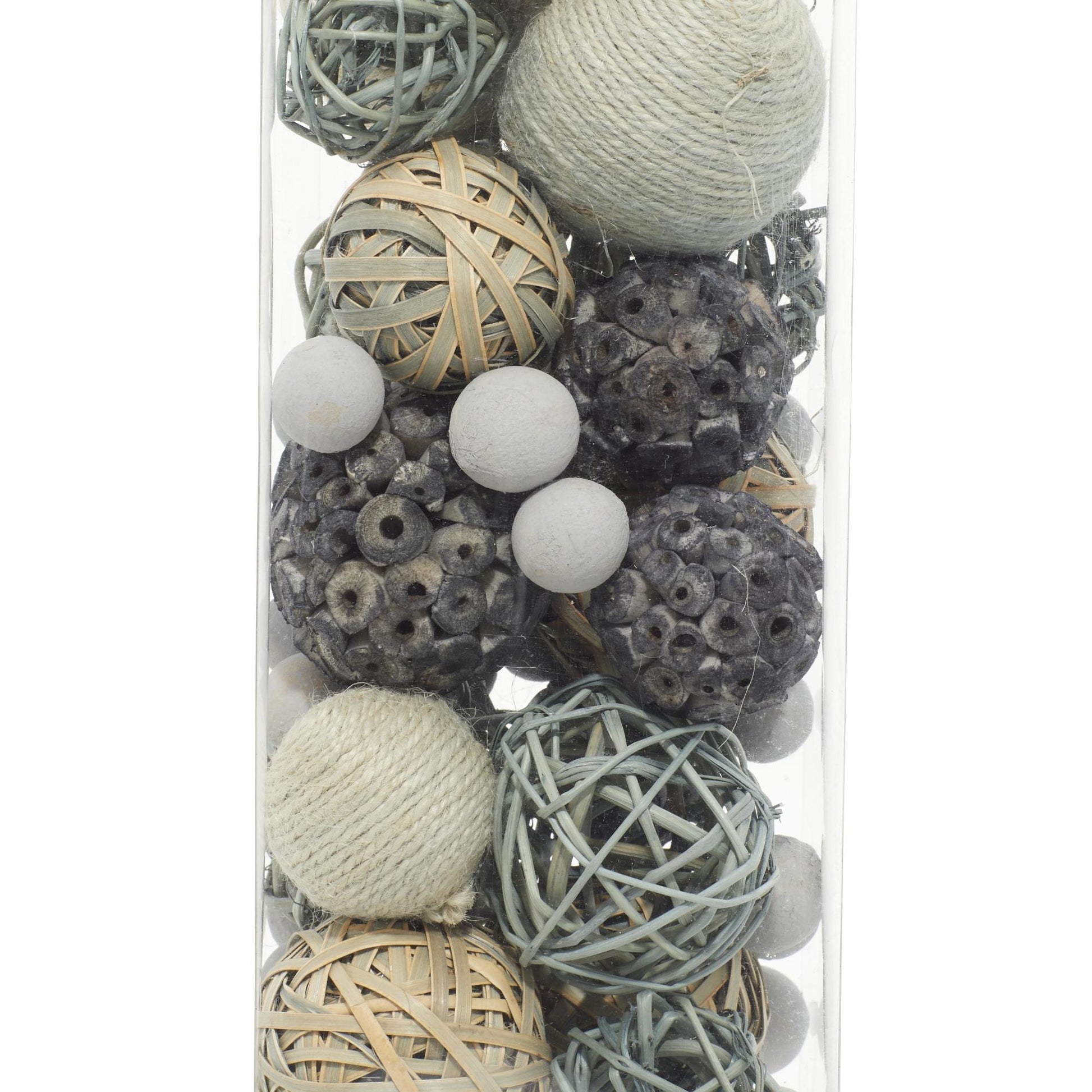 Set of 3 Gray Dried Plant Handmade Decorative Orbs & Vase Filler with Varying Designs