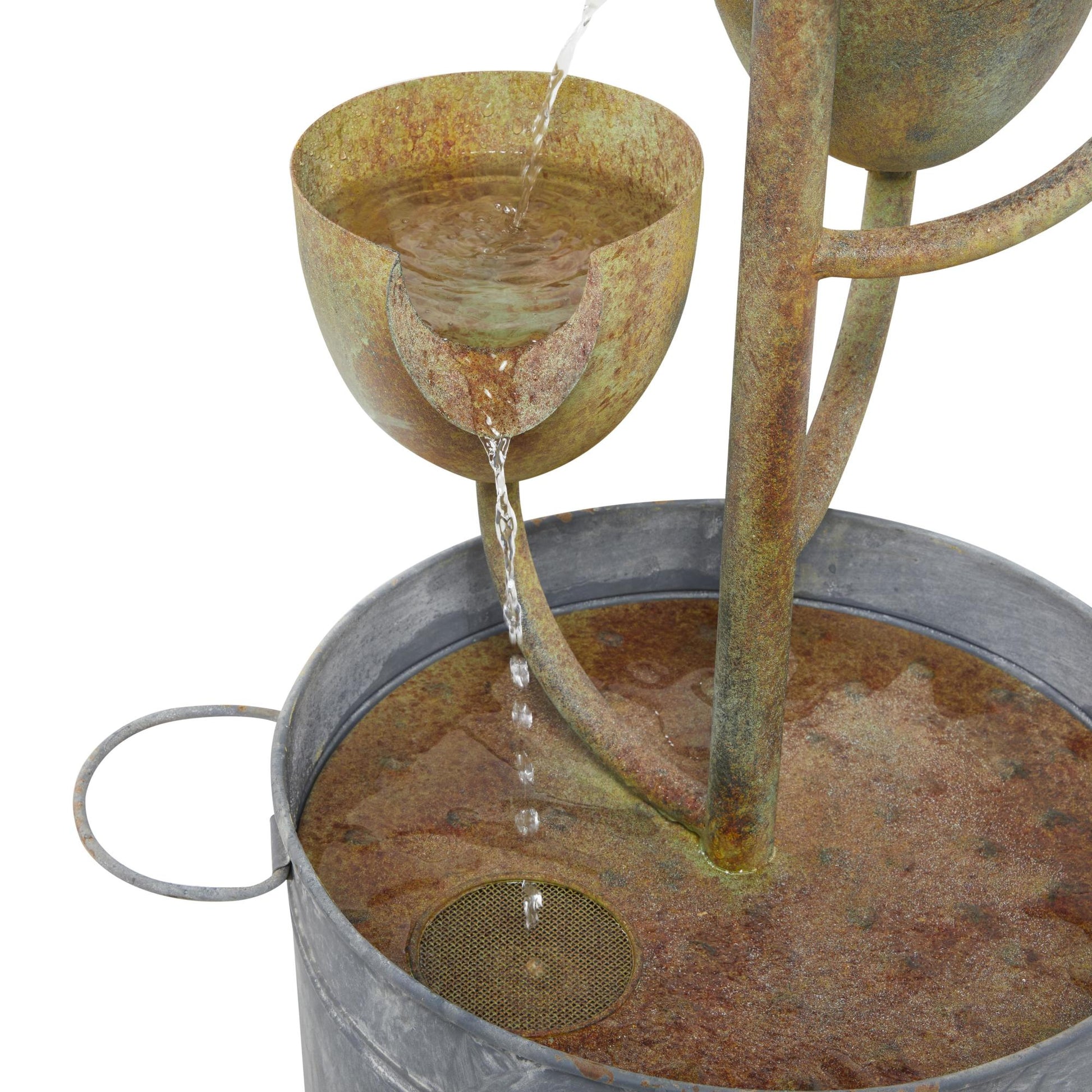 Copper Metal Indoor Outdoor Fountain with Cascading Cups