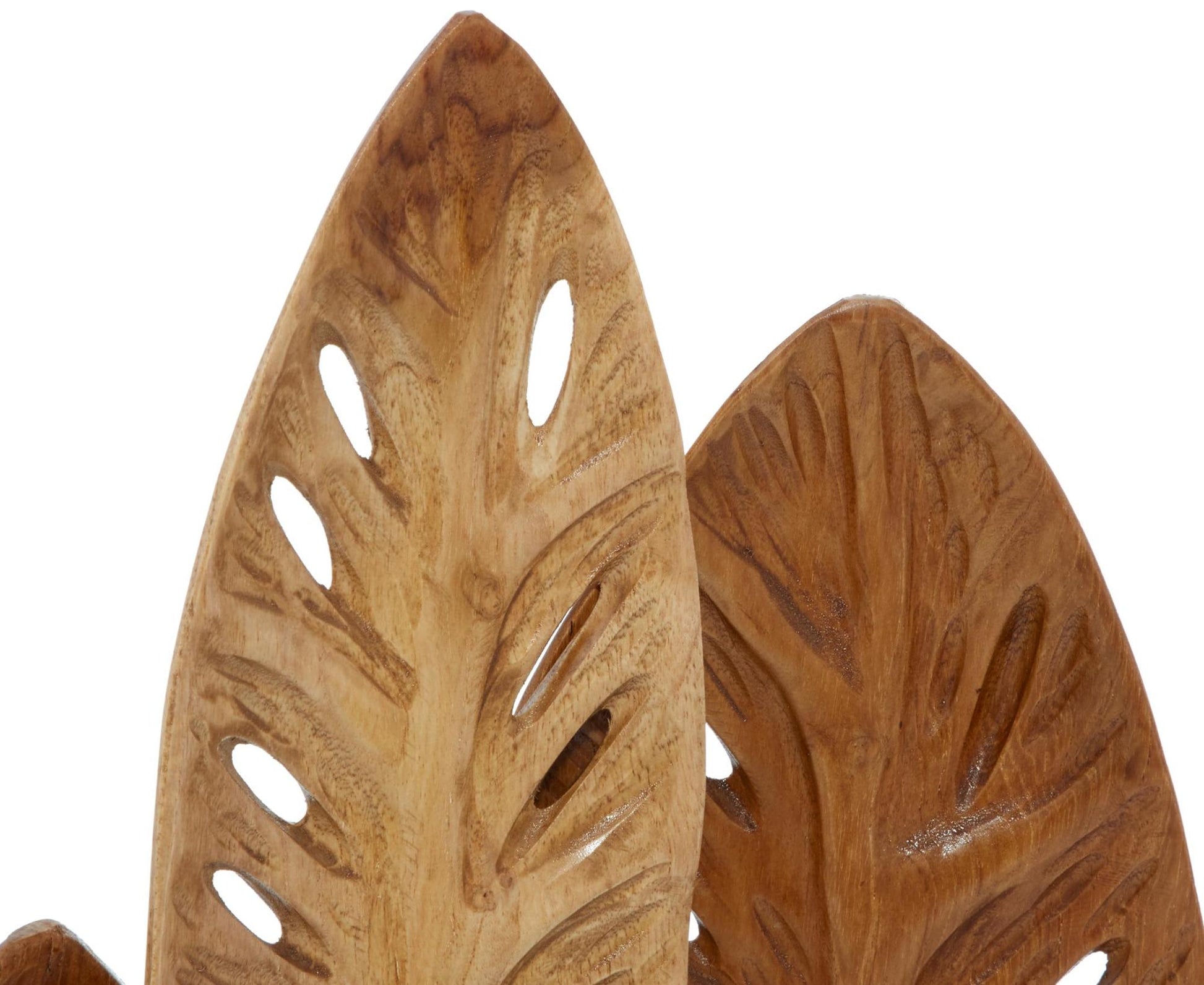 Leaf Brown Teak Wood Handmade Decorative Sculpture