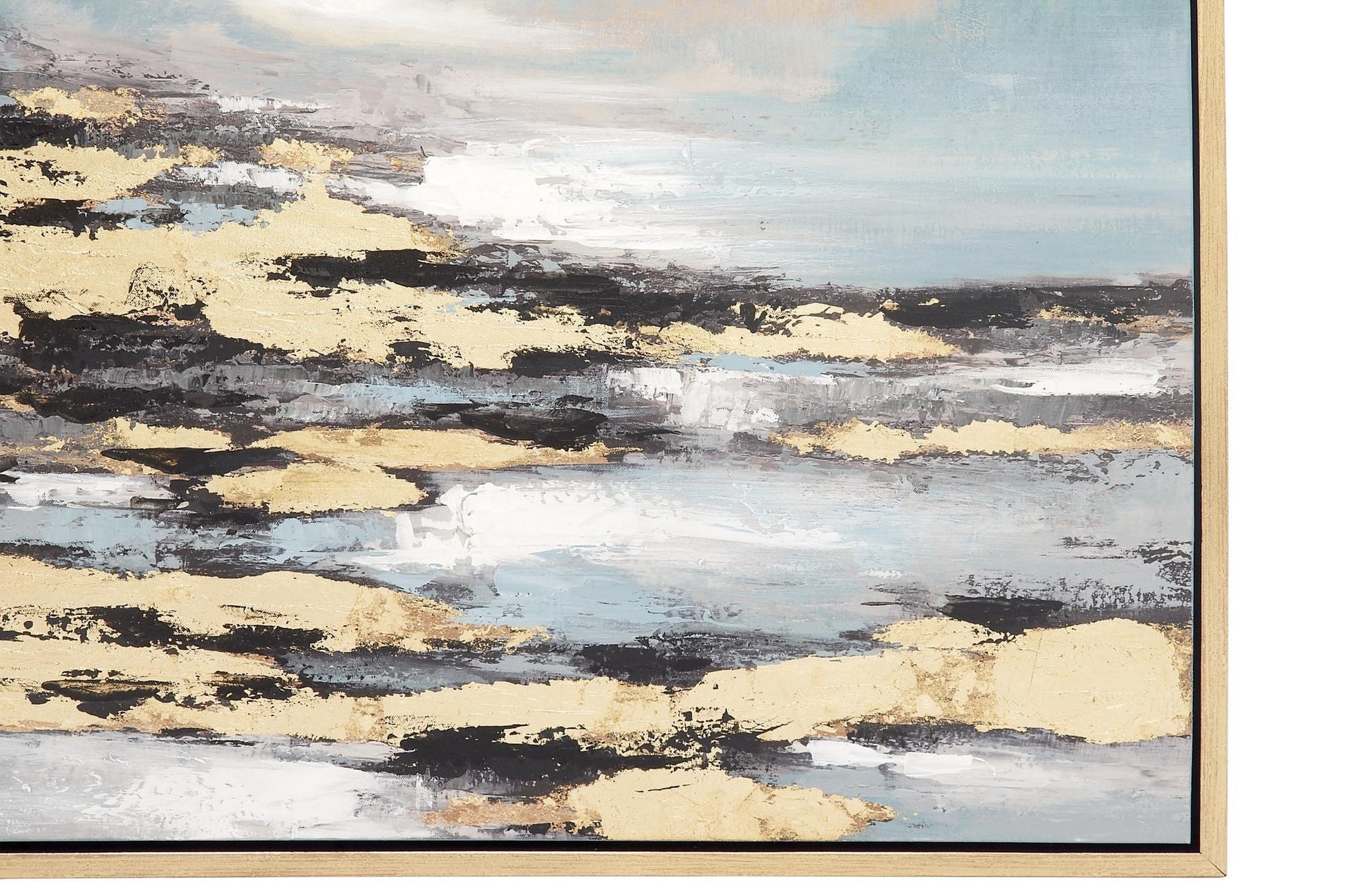 Geode Blue Canvas Landscape Living Room Framed Wall Art with Gold Frame