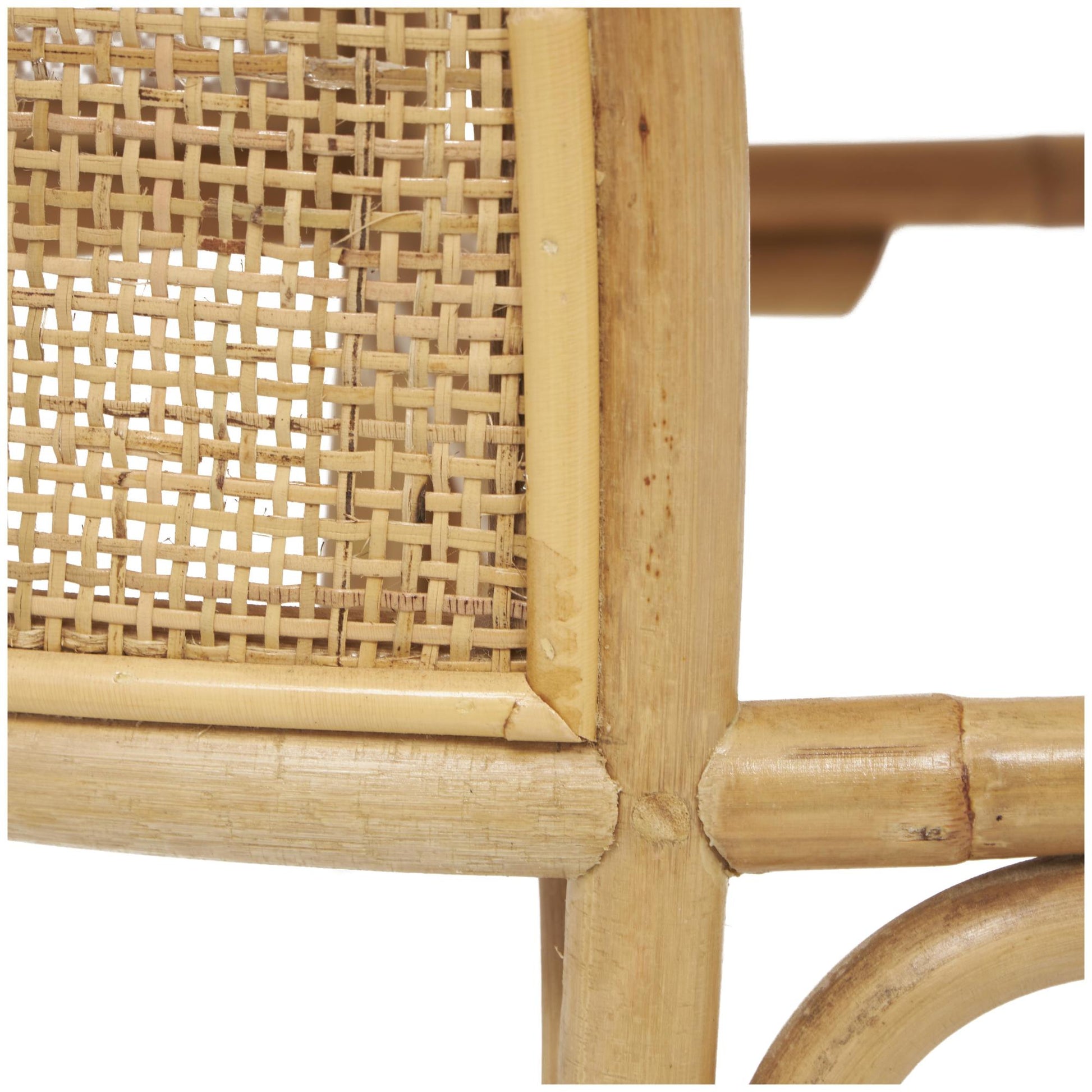 Brown Rattan Handmade Oval Home Bench with White Fabric Cushion