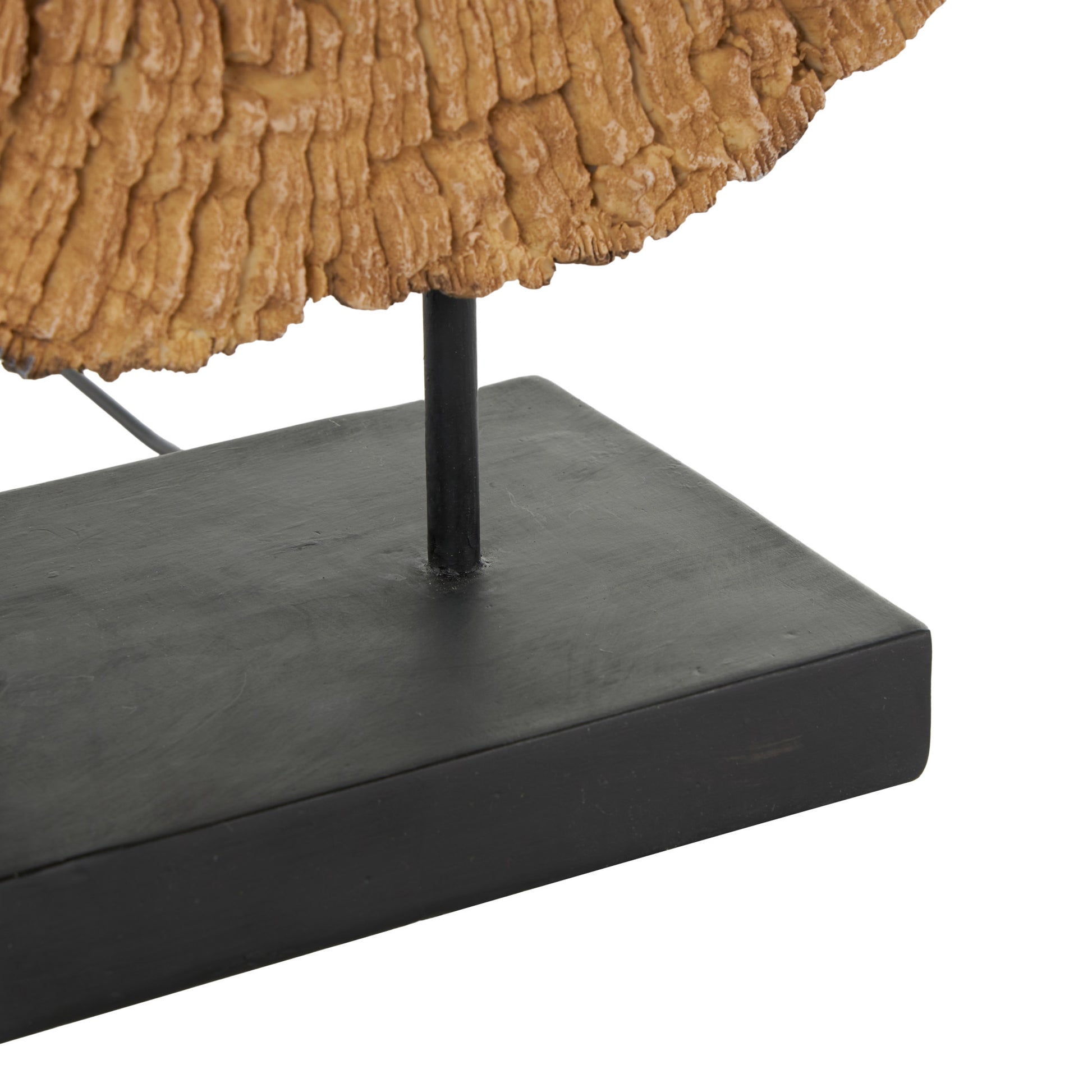 Brown Room Table Lamp with Round Cutout and Black Base