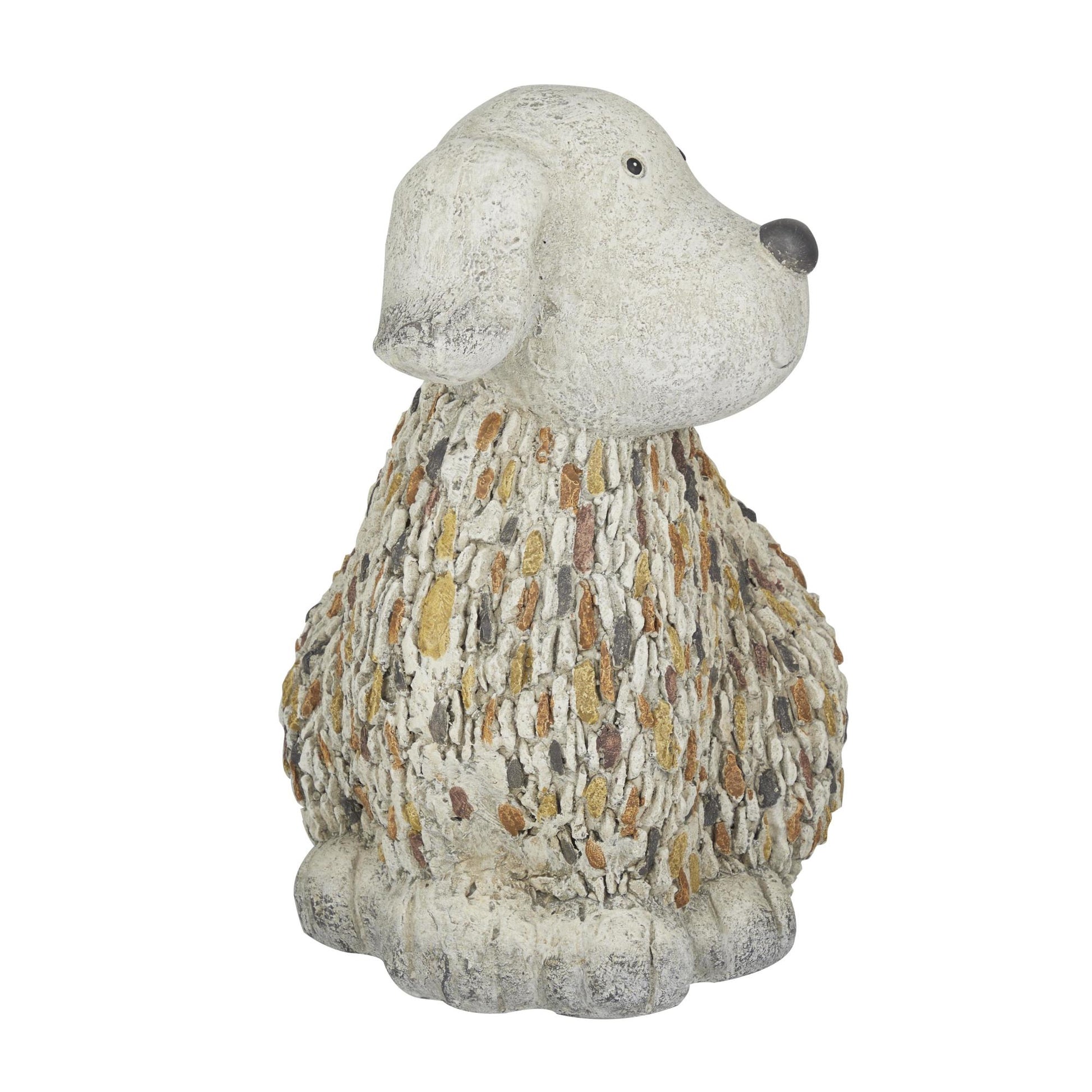 Dog White Polystone Indoor Outdoor Decorative Garden Sculpture