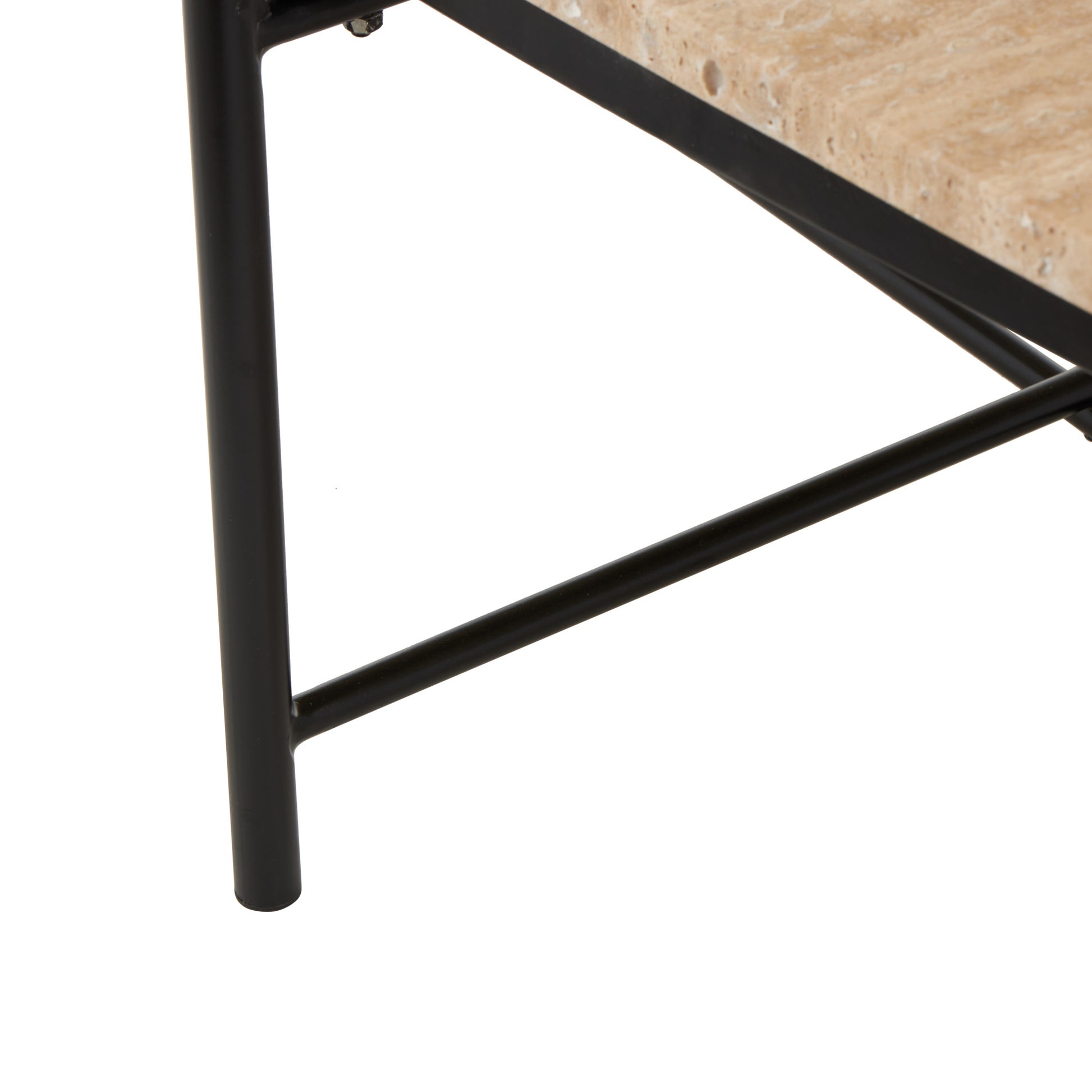 Beige Marble Oval Living Room Coffee Table with Black Metal Support