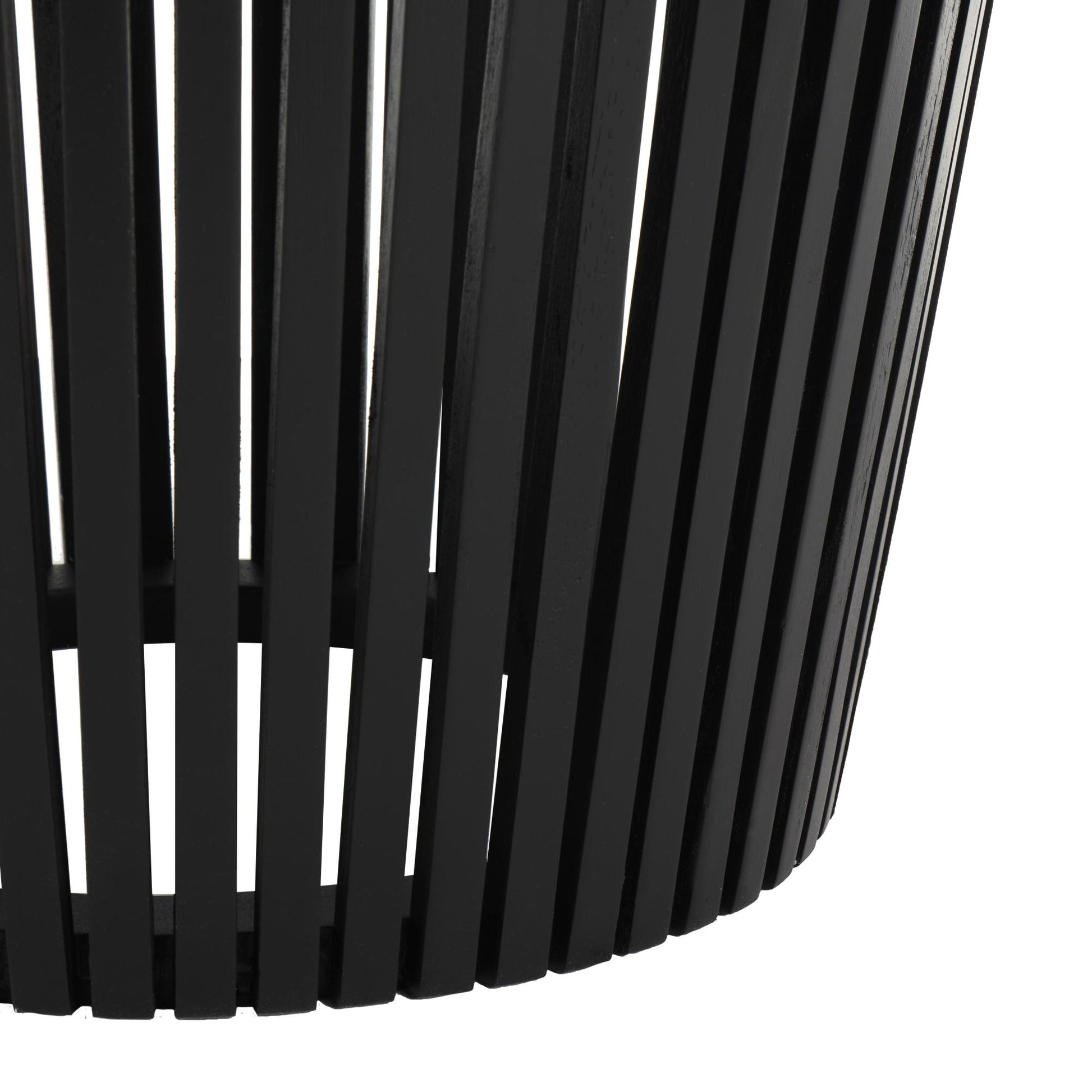 Set of 2 Black Wood Cage Inspired Side End Accent Table with Clear Glass Tabletop