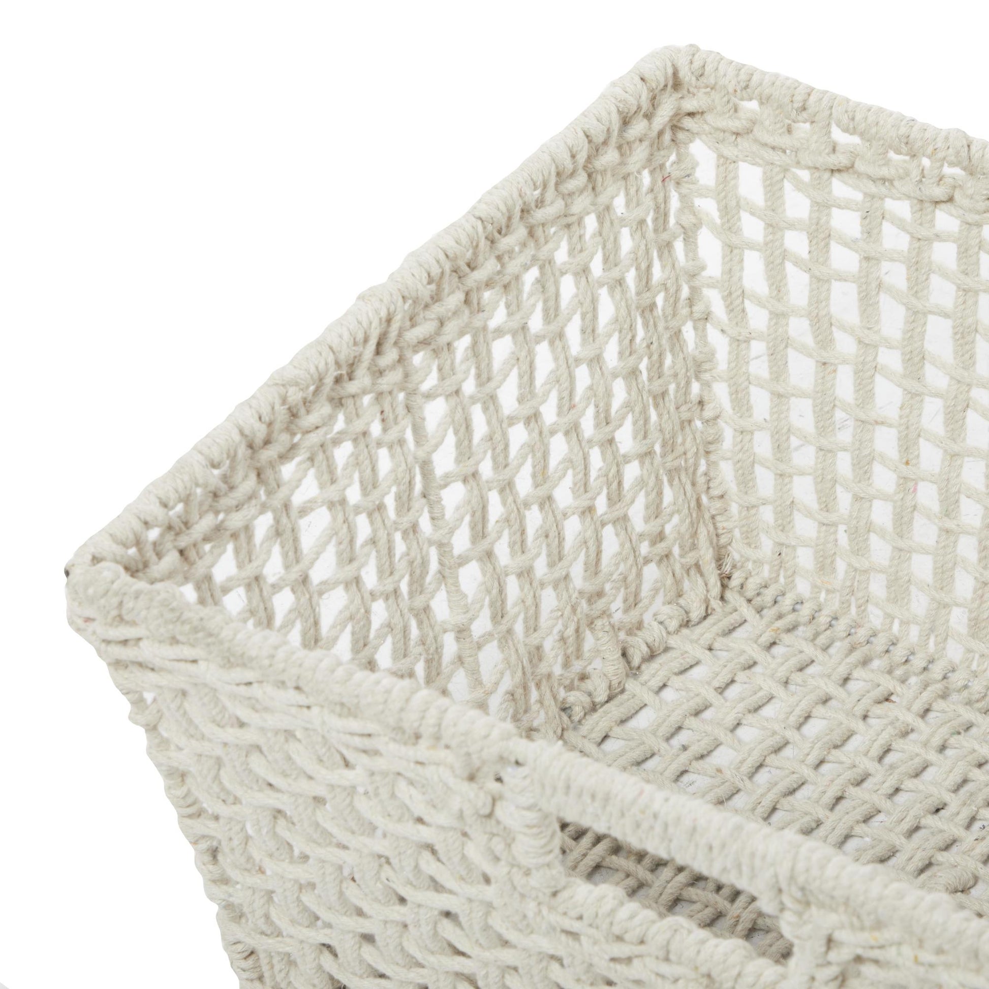 CosmoLiving by Cosmopolitan Cotton Fabric Handmade Storage Basket with Handles
