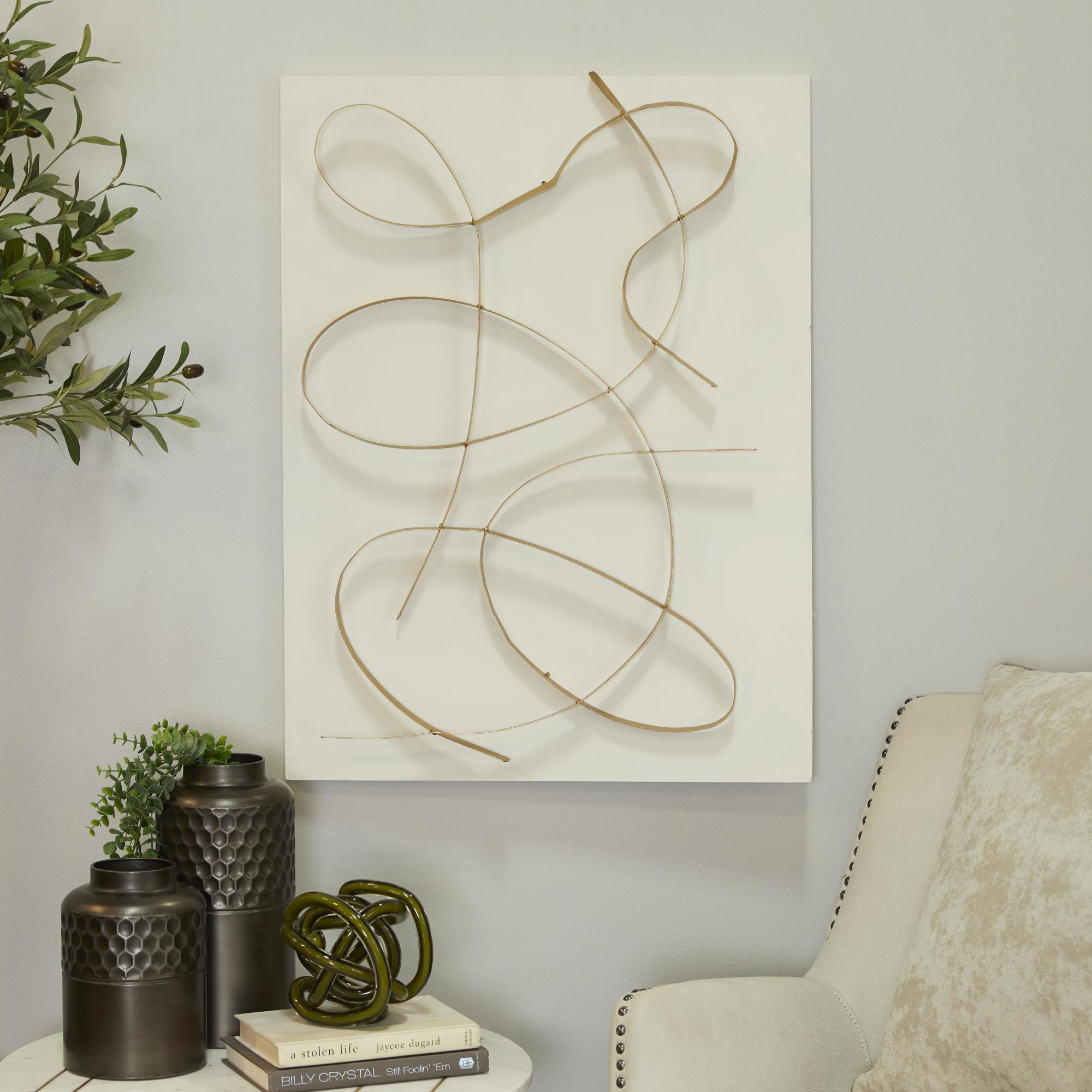 CosmoLiving by Cosmopolitan Abstract Metal Overlapping Lines Home Wall Decor with White Backing