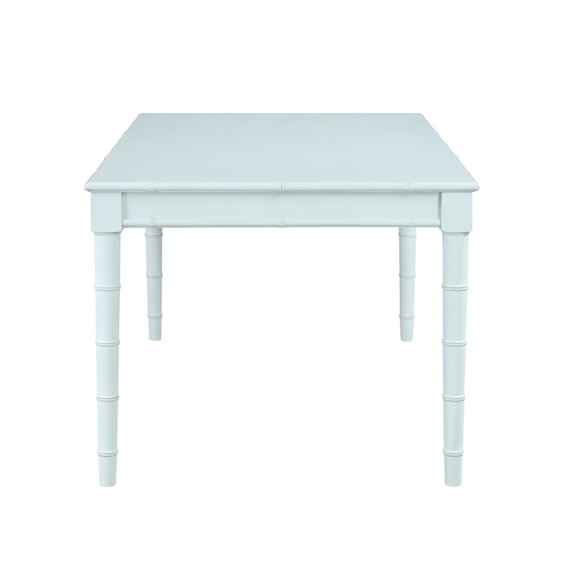 Light Blue Wood Kitchen Dining Table with Bamboo Inspired Detailing