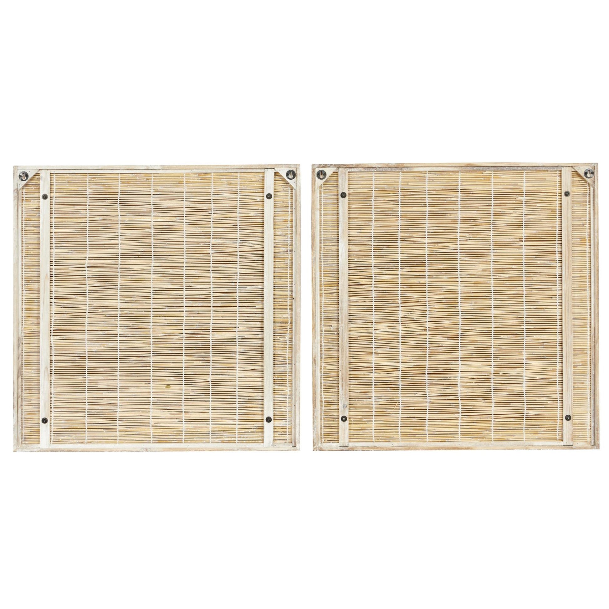 Set of 2 Leaf Blue Dried Plant Living Room Framed Wall Art with Brown Frame