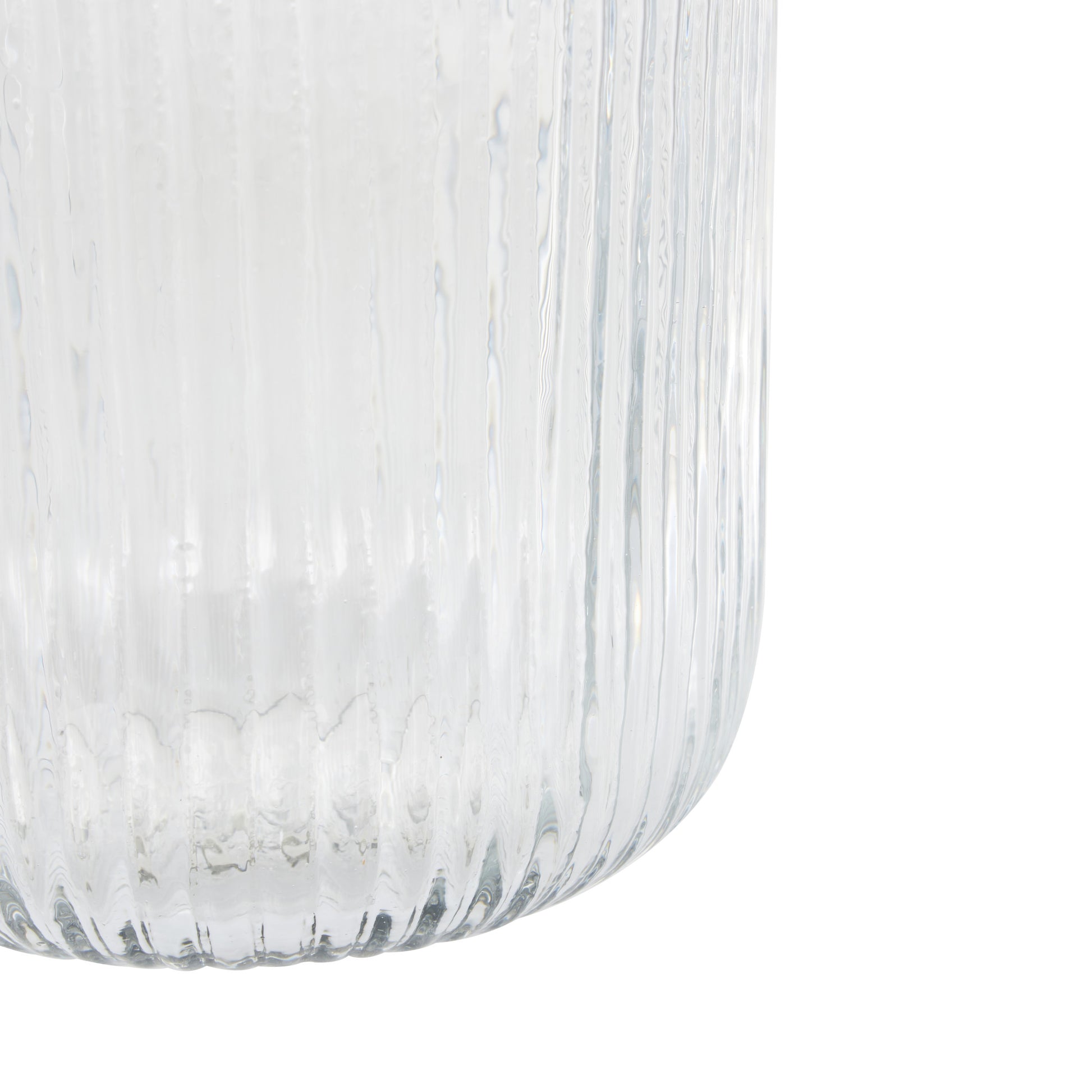 Clear Glass Ribbed Fluted Decorative Vase