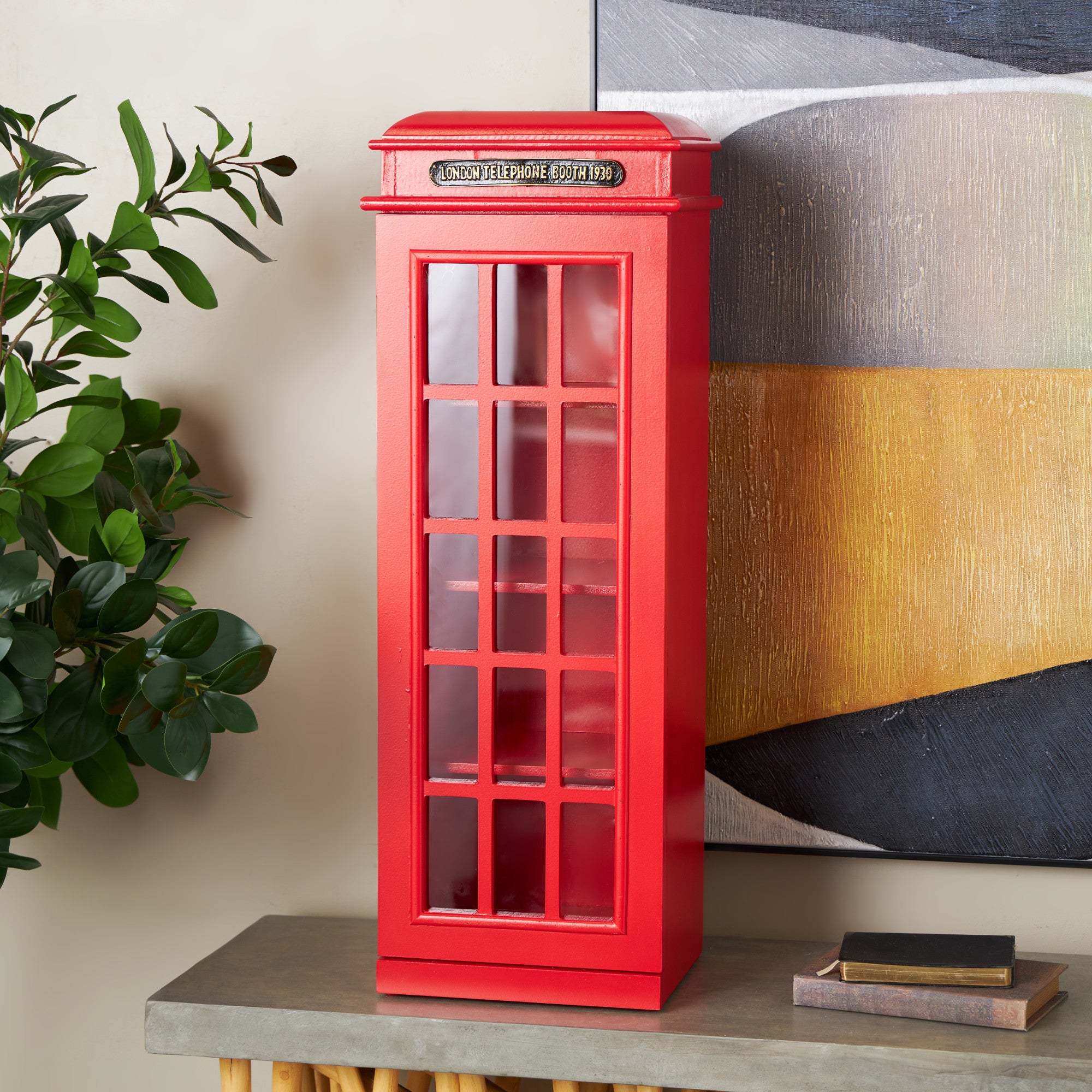 Telephone Red Wooden Vintage London Booth 3 Shelf Room Storage Unit