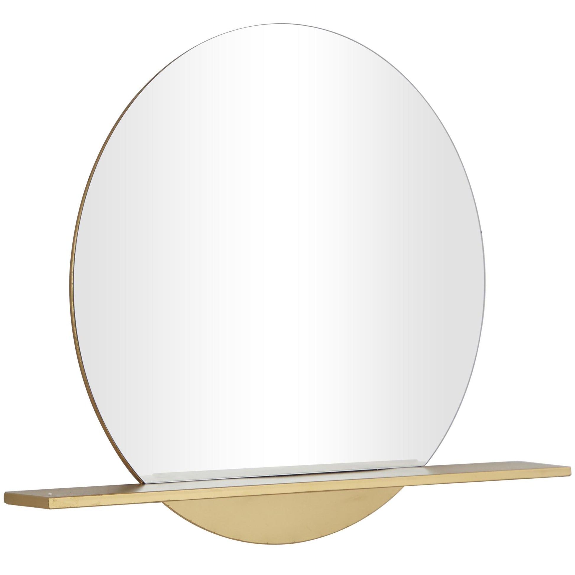 Gold Metal Round 1 Shelf Room Wall Mirror
