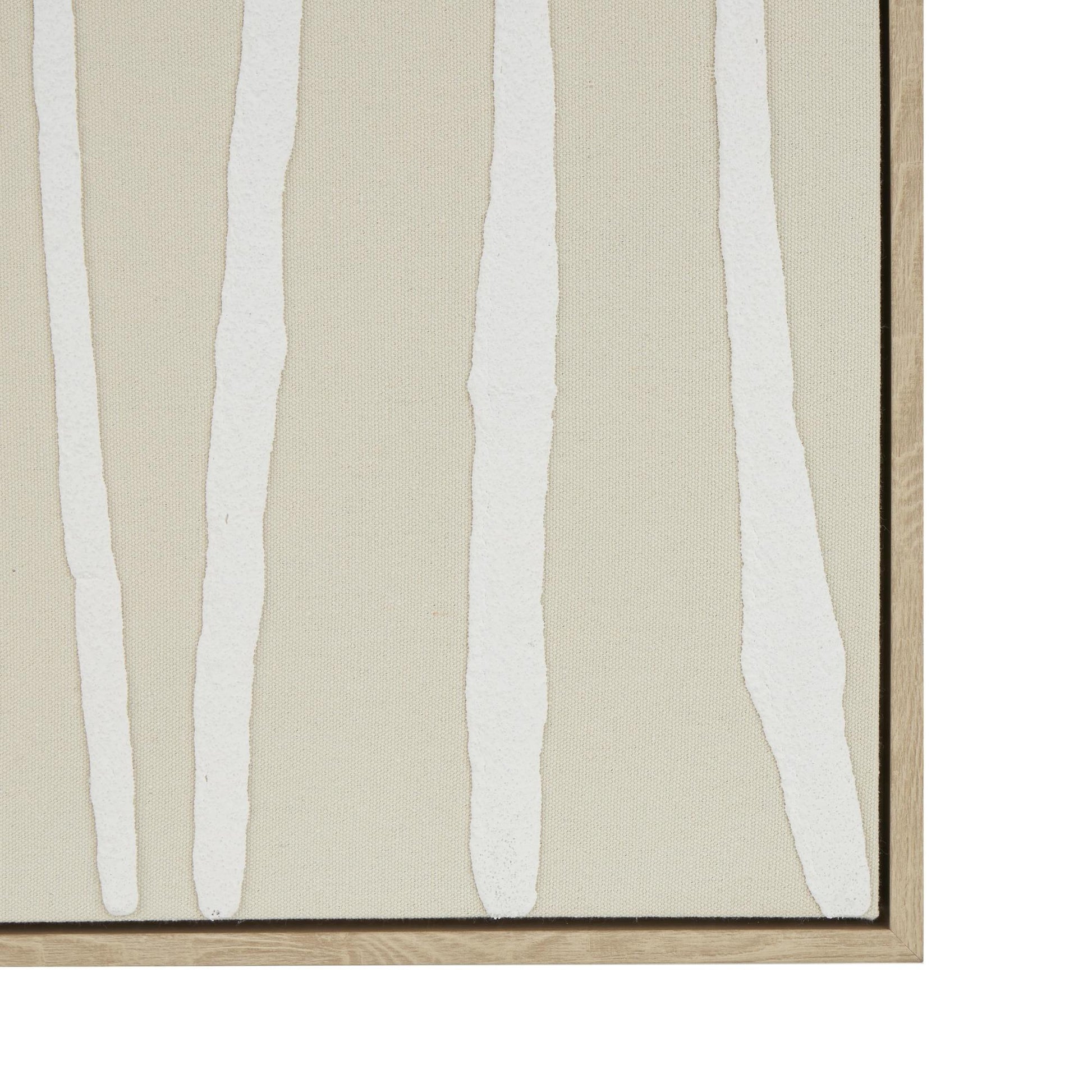 Abstract Beige Wooden Vertical Line Living Room Framed Wall Art with Brown Wooden Frame