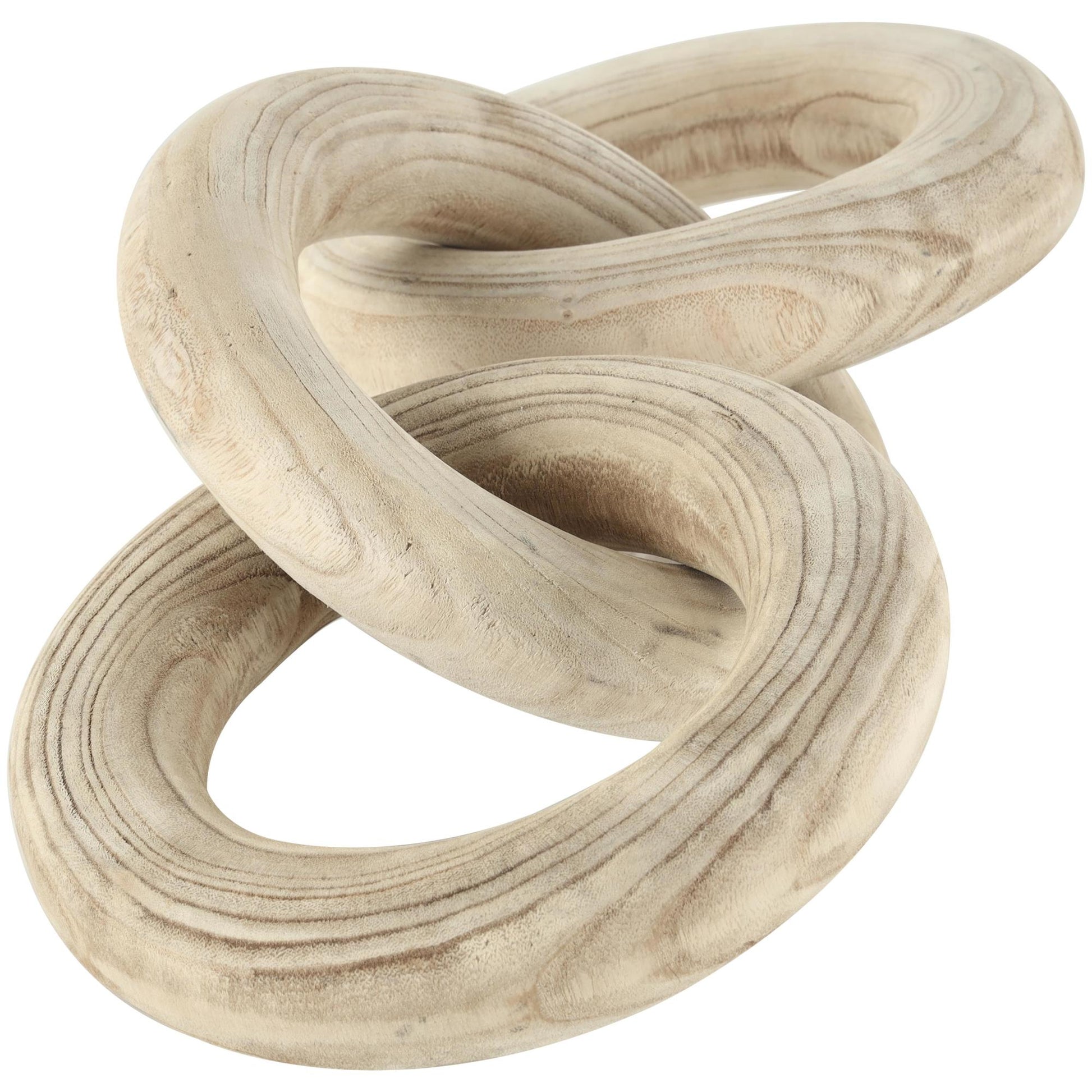Chain Cream Wood 3 Link Decorative Sculpture with Natural Wood Grain