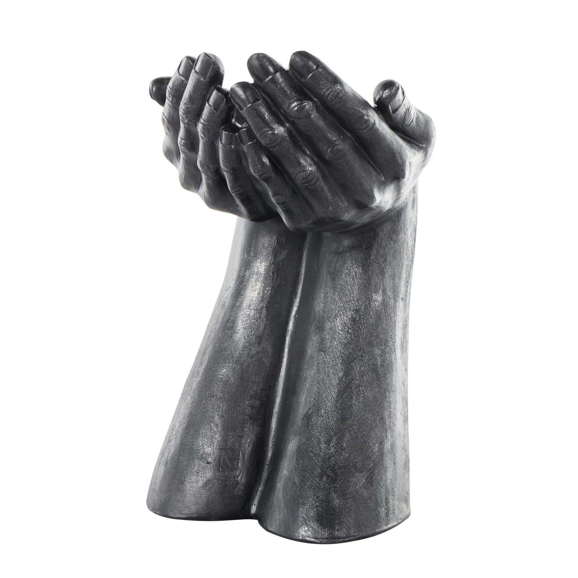 Hands Black Polystone Open Decorative Sculpture