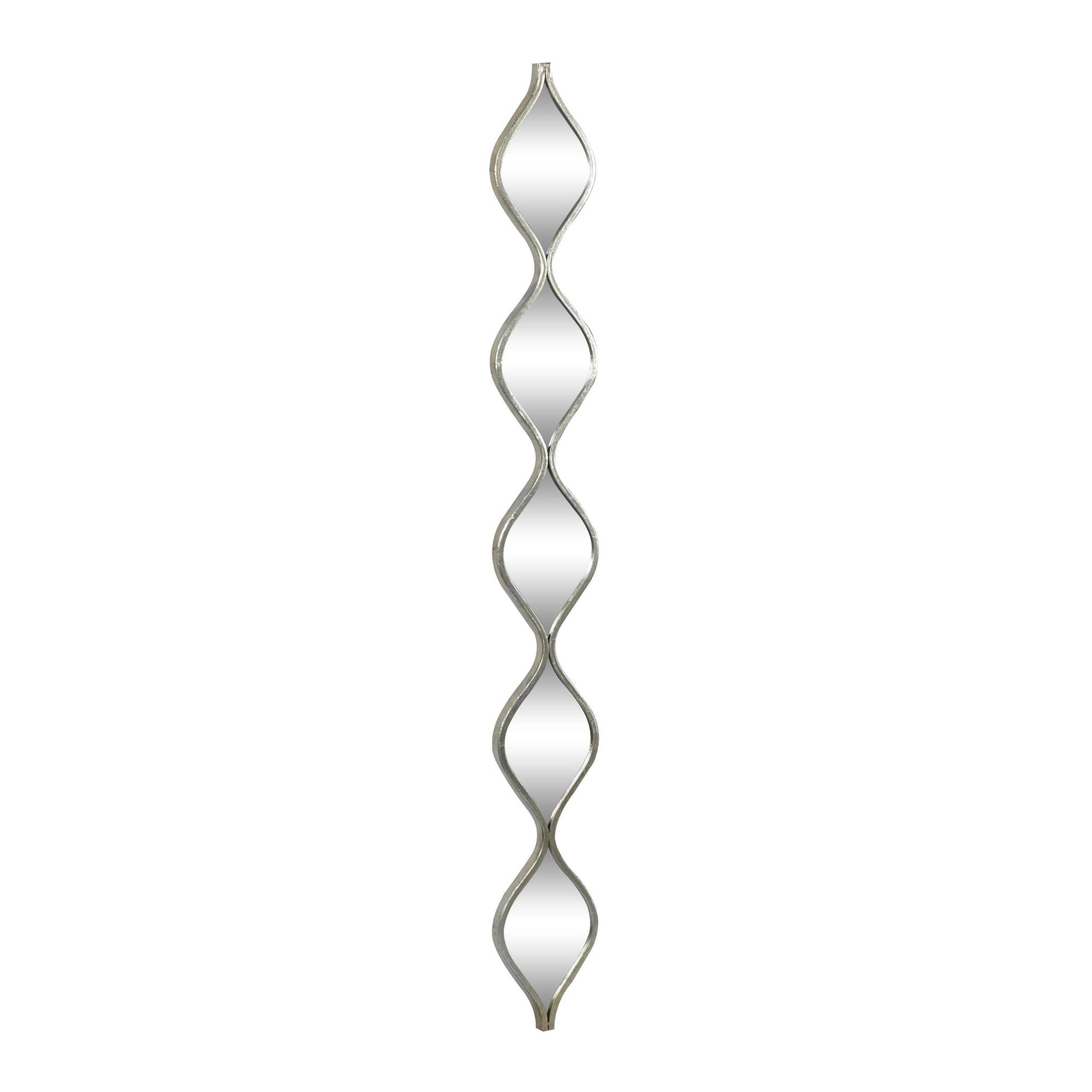 Metal Slim Stacked Chain 5 Layer Room Wall Mirror with Tear Drop Pattern 7" x 1" x 58"