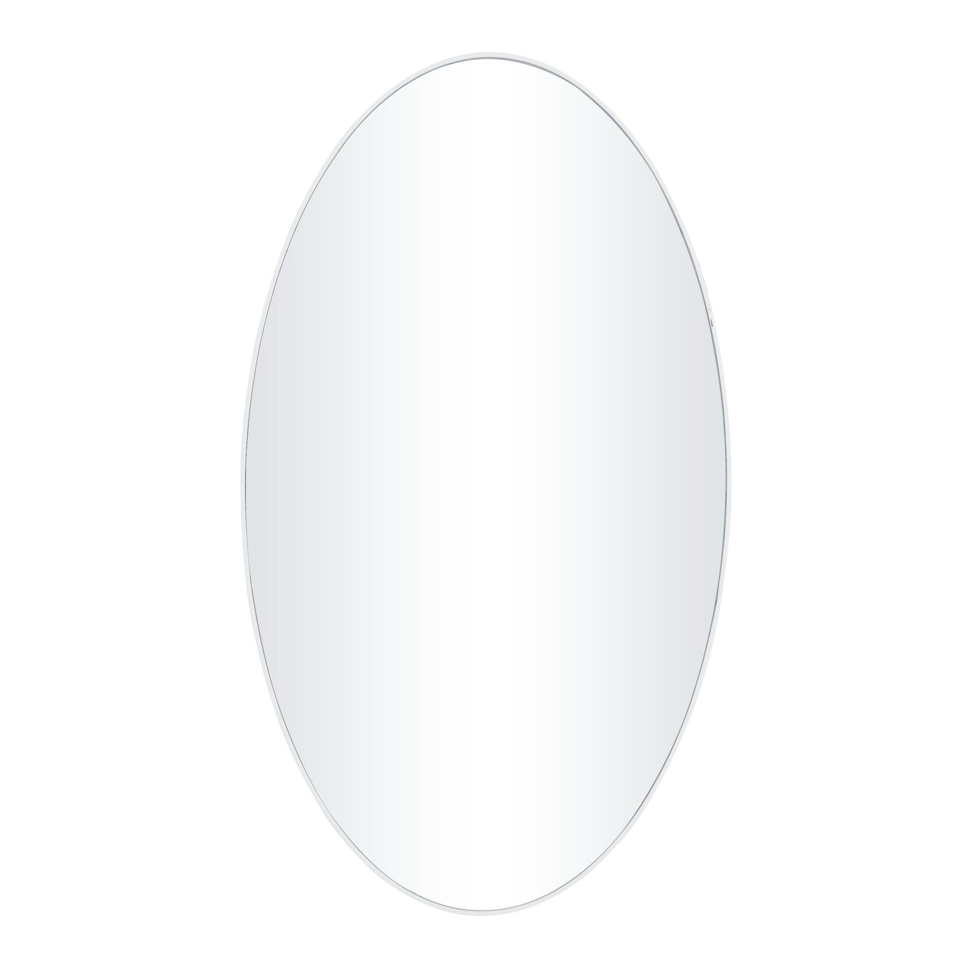 Wooden Oval Room Wall Mirror with Thin Minimalistic Frame 18" x 1" x 32"