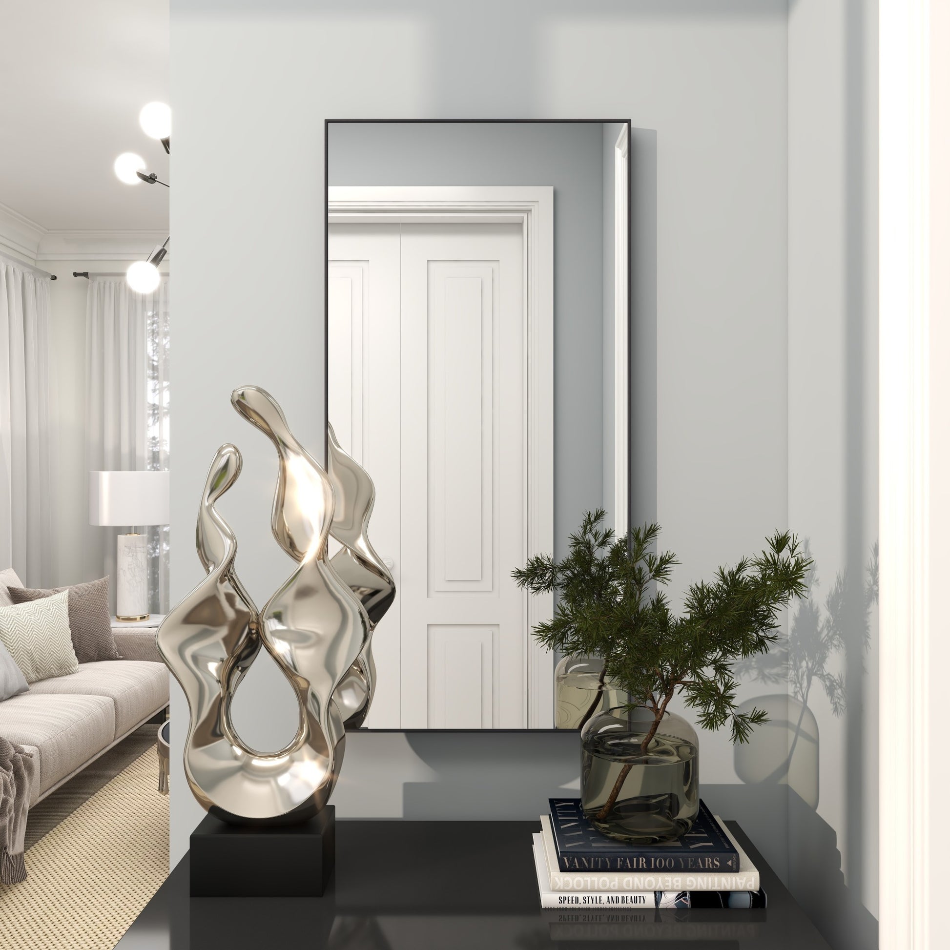 Wooden Room Wall Mirror with Thin Frame