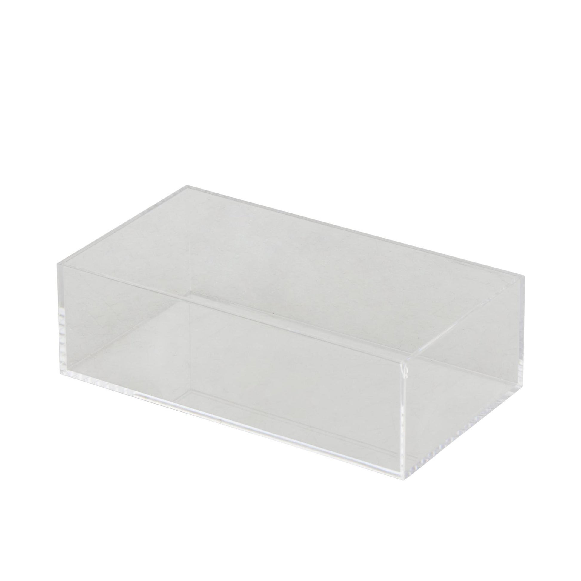 Set of 2 Clear Acrylic Plastic Decorative Box with Brown Wooden Lids and Black Knobs