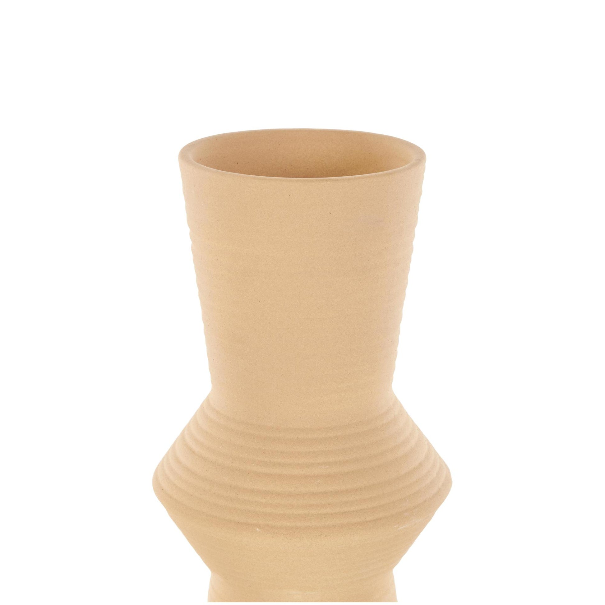 Set of 2 Ceramic Ribbed Cone Shaped Decorative Vase Set of 2 16", 13"H
