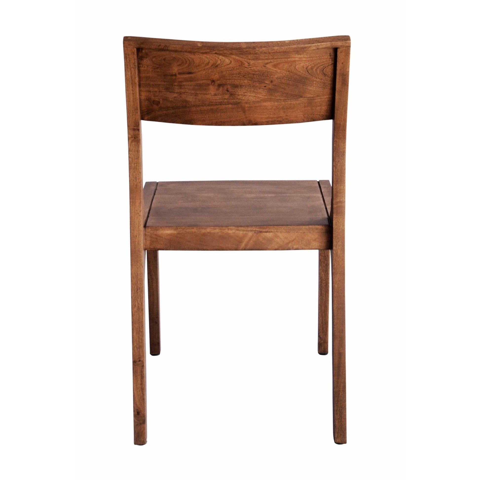 Brown Wood Kitchen Dining Chair with Angled Back Rest and Natural Wood Grains