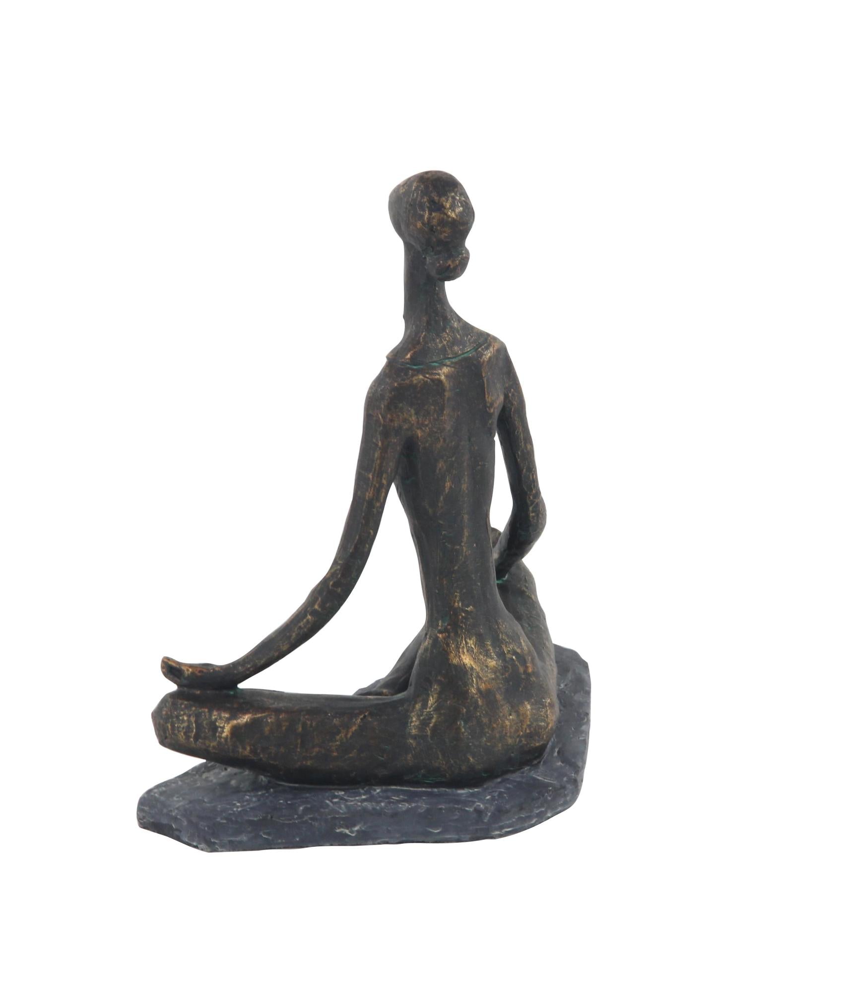 Yoga Black Polystone Decorative Sculpture
