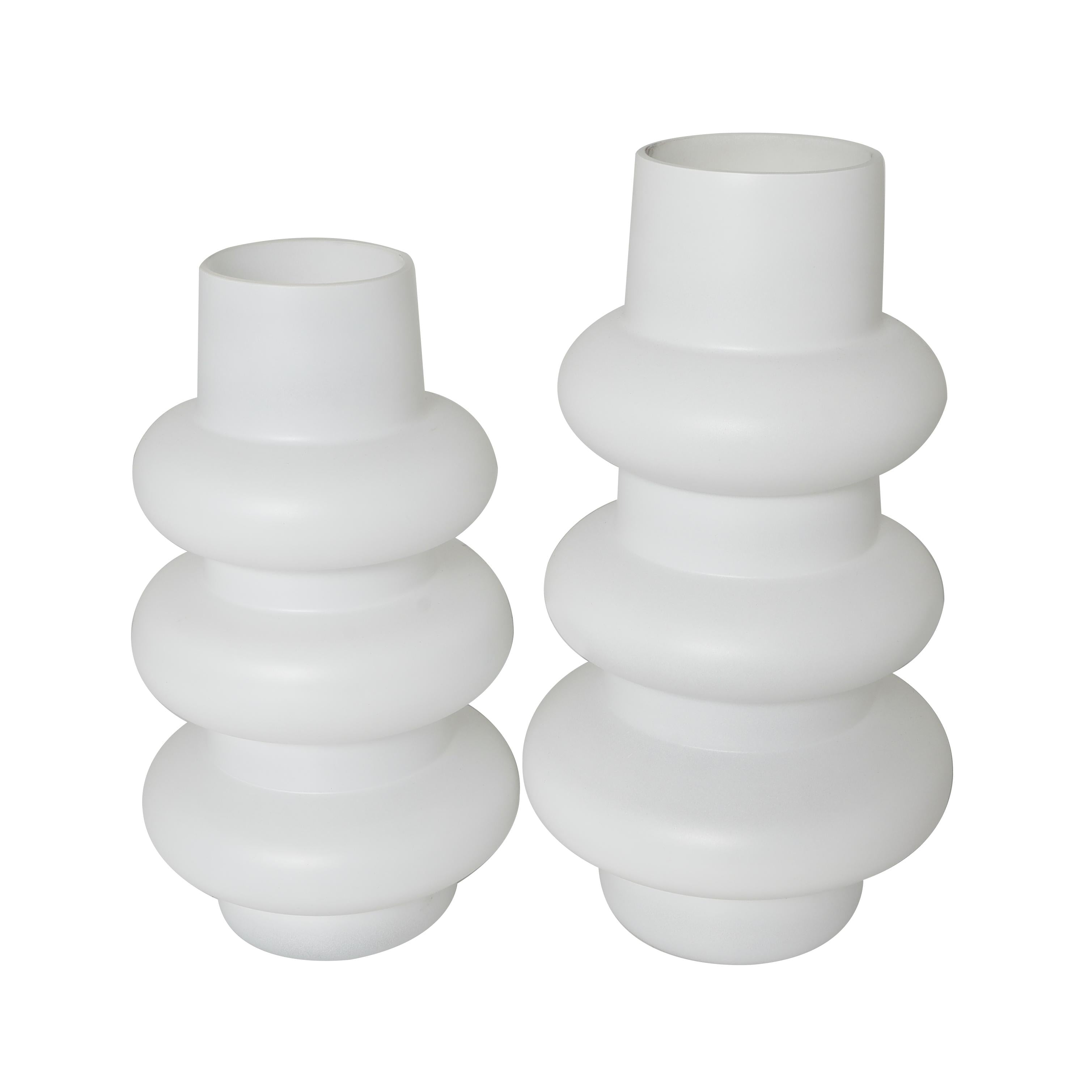 Set of 2 Glass Dimensional Bubble Decorative Vase