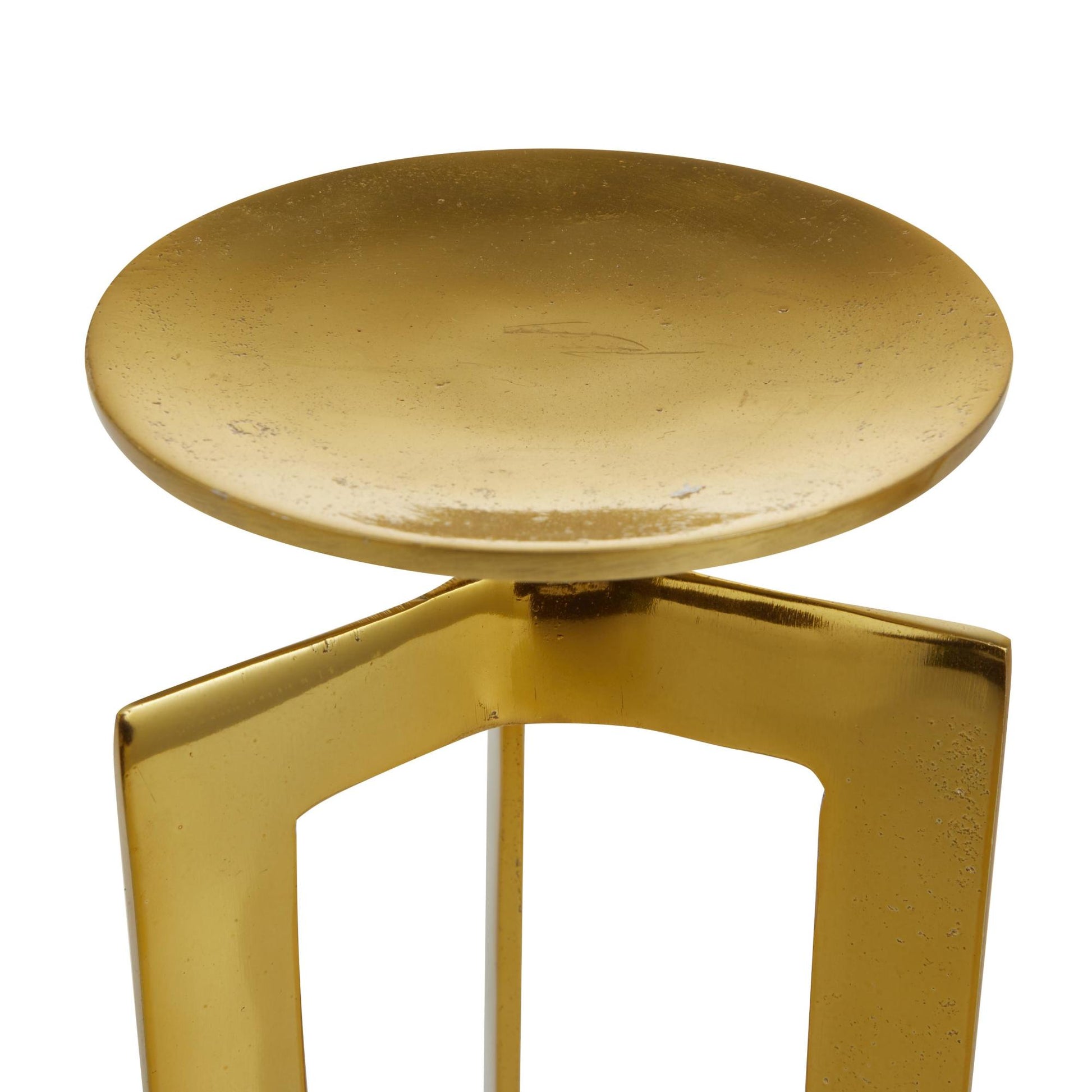 CosmoLiving by Cosmopolitan Set of 2 Geometric Aluminum Metal Pillar Decorative Candle Holder