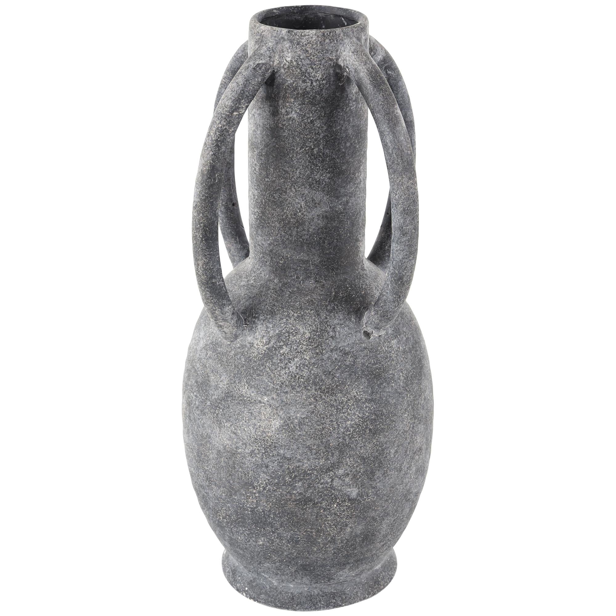 Ceramic Textured Decorative Vase with 4 Handles