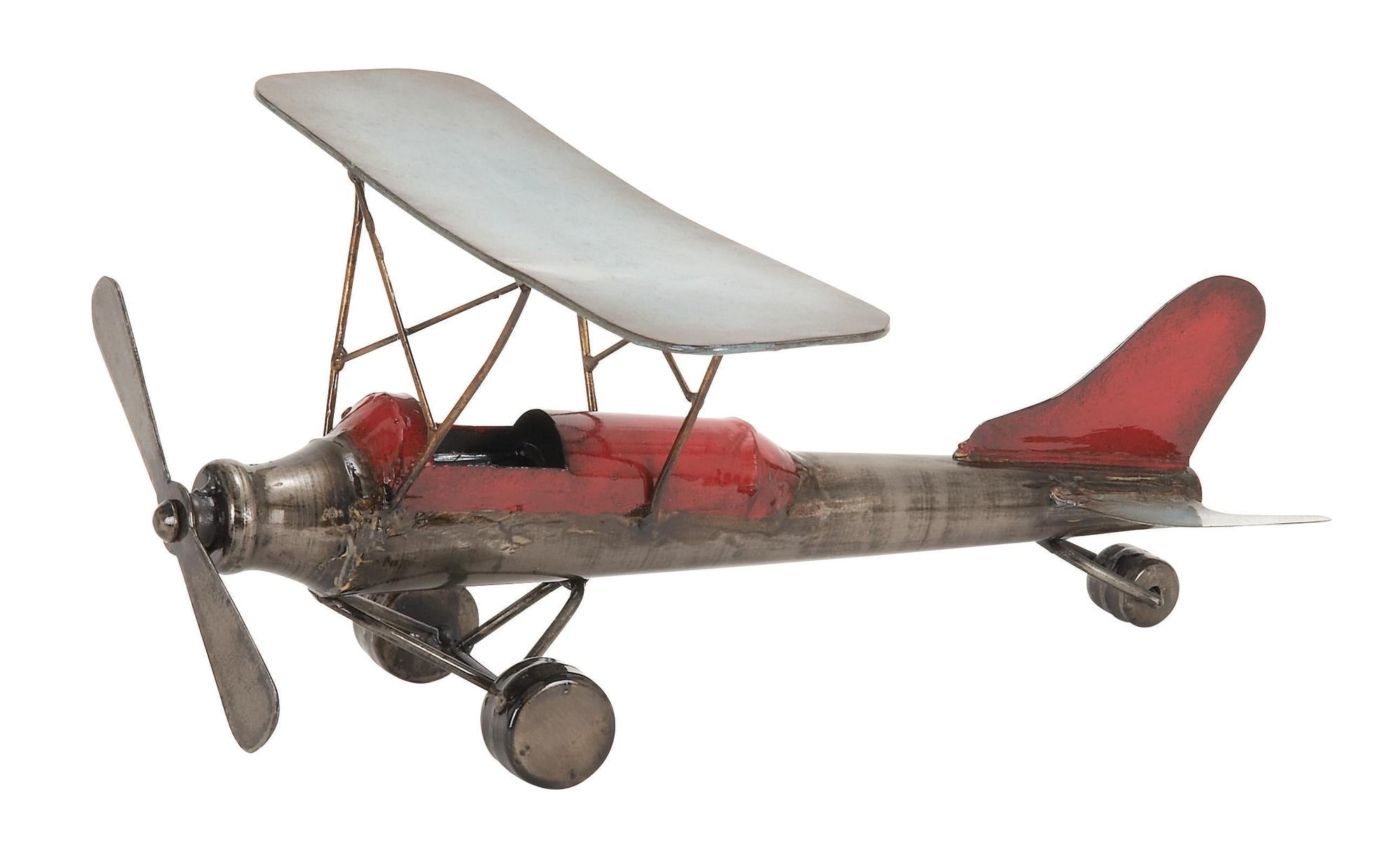 Airplane Gray Metal Decorative Sculpture