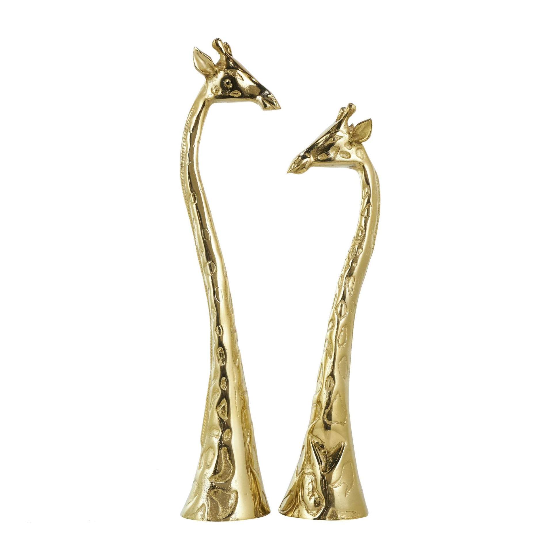 Set of 2 Giraffe Gold Aluminum Metal Decorative Sculpture