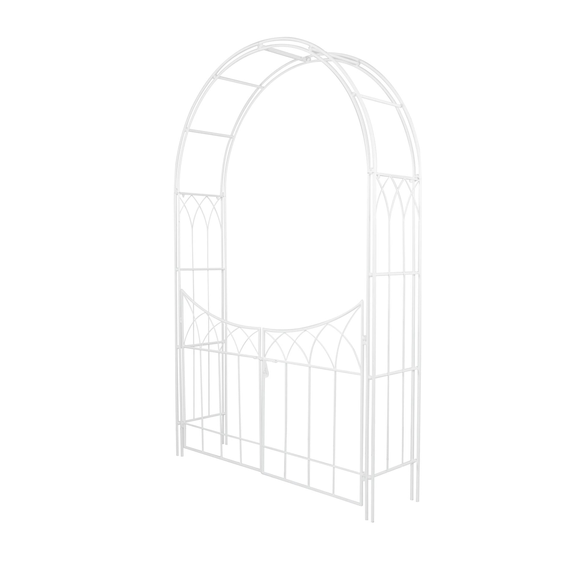 Metal Indoor Outdoor Arched Gate Indoor Outdoor Garden Arbor with Lattice Work Sides
