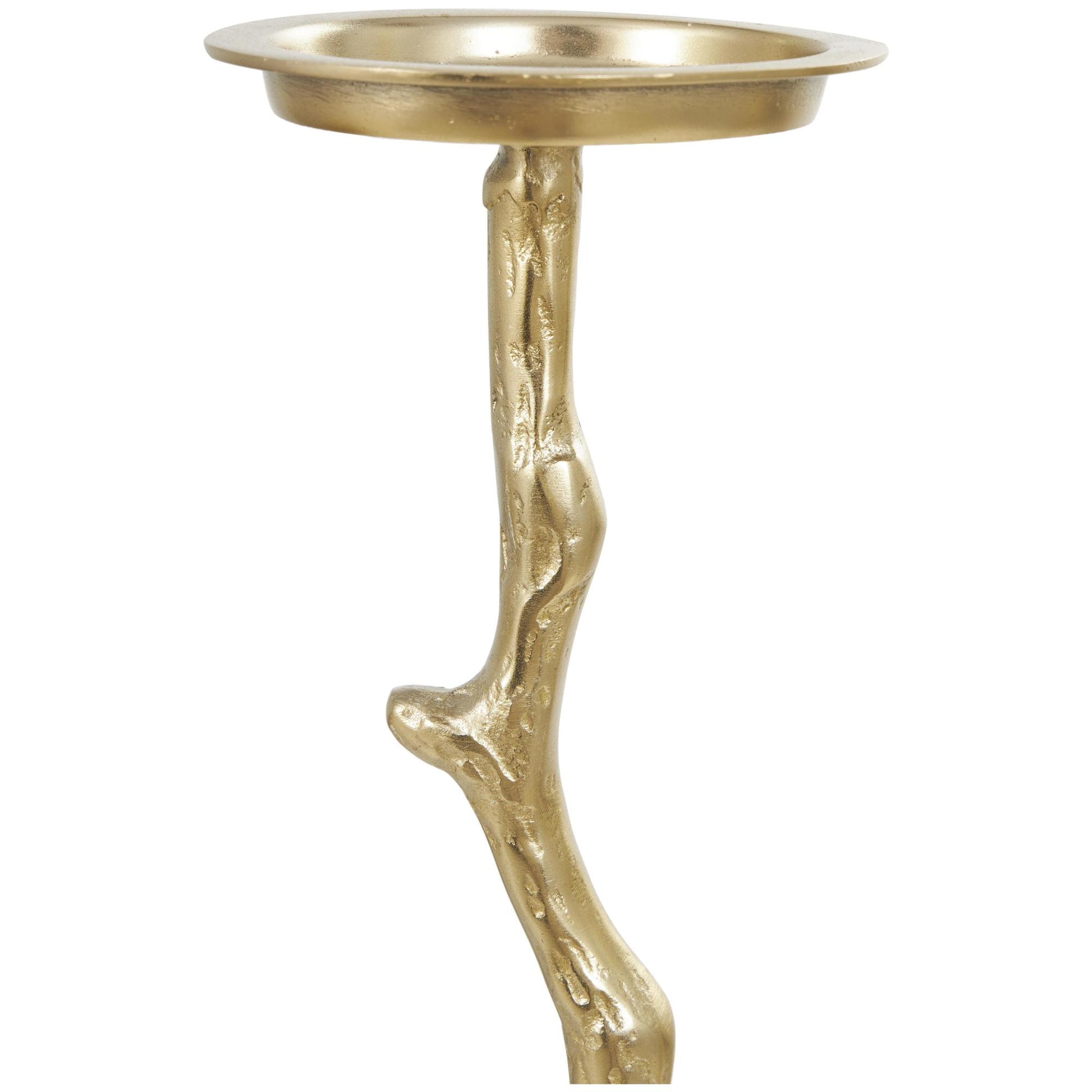 Set of 3 Abstract Gold Aluminum Metal Tall Floor Decorative Candle Holder with Stick Inspired Design