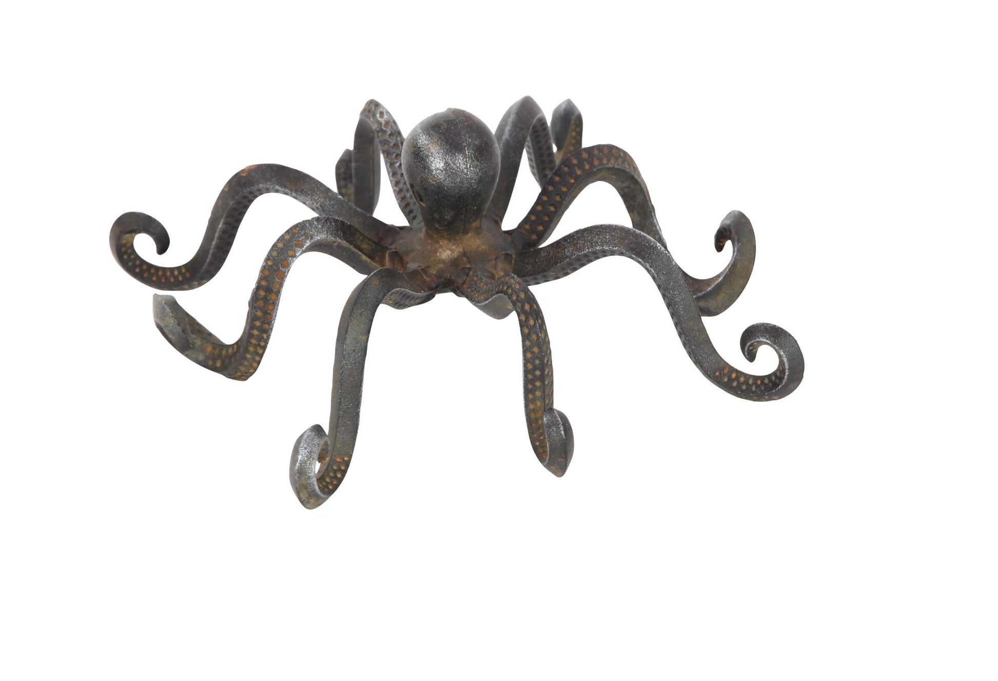 Octopus Black Metal Decorative Sculpture with Long Tentacles and Suctions Detailing