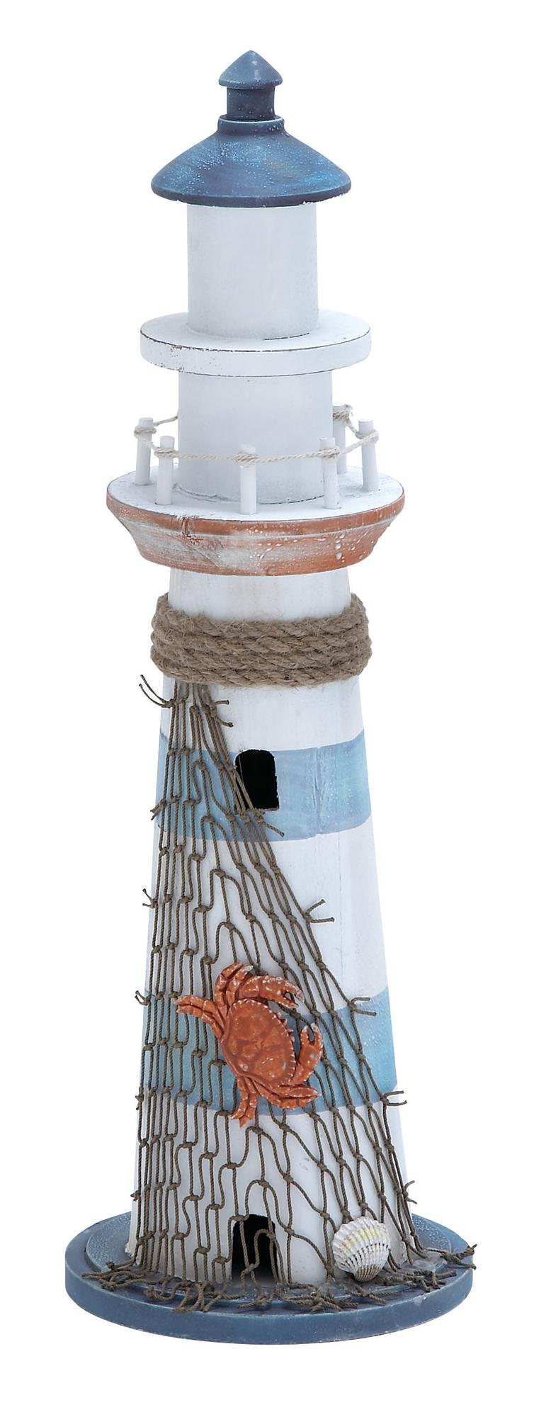Light House Blue Wood Decorative Sculpture with Netting