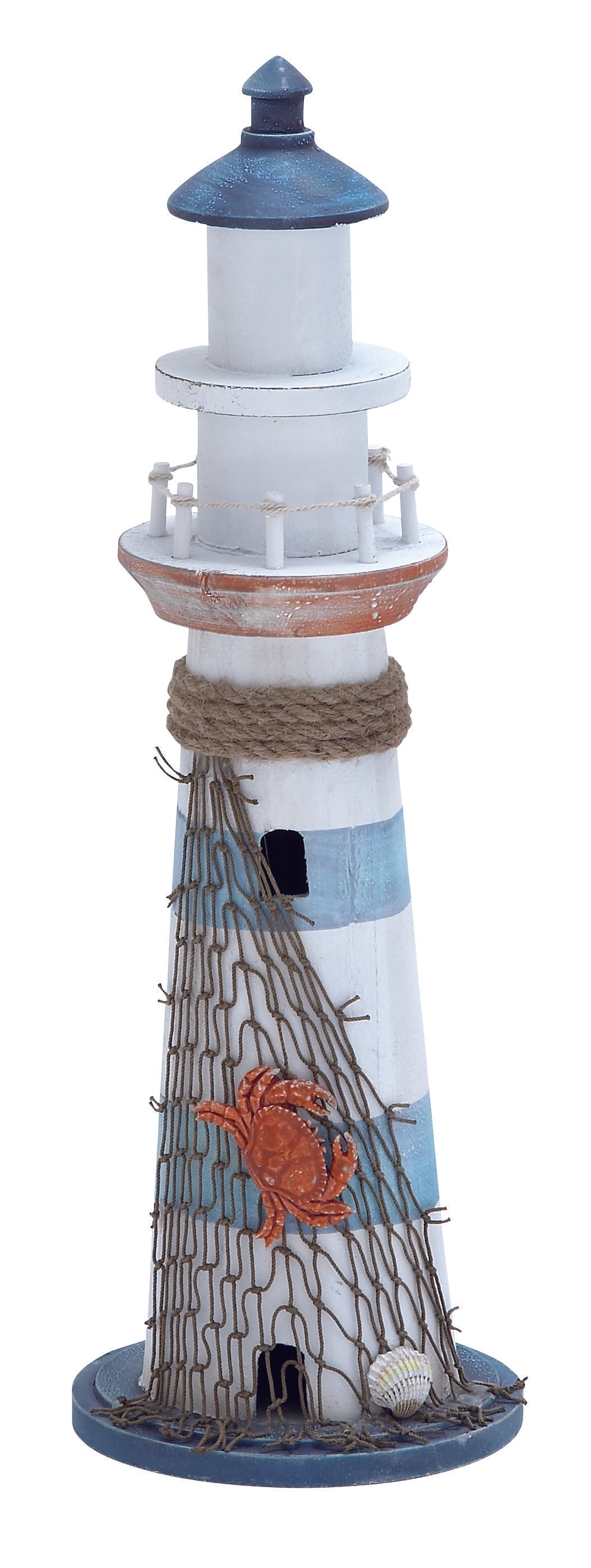Light House Blue Wood Decorative Sculpture with Netting